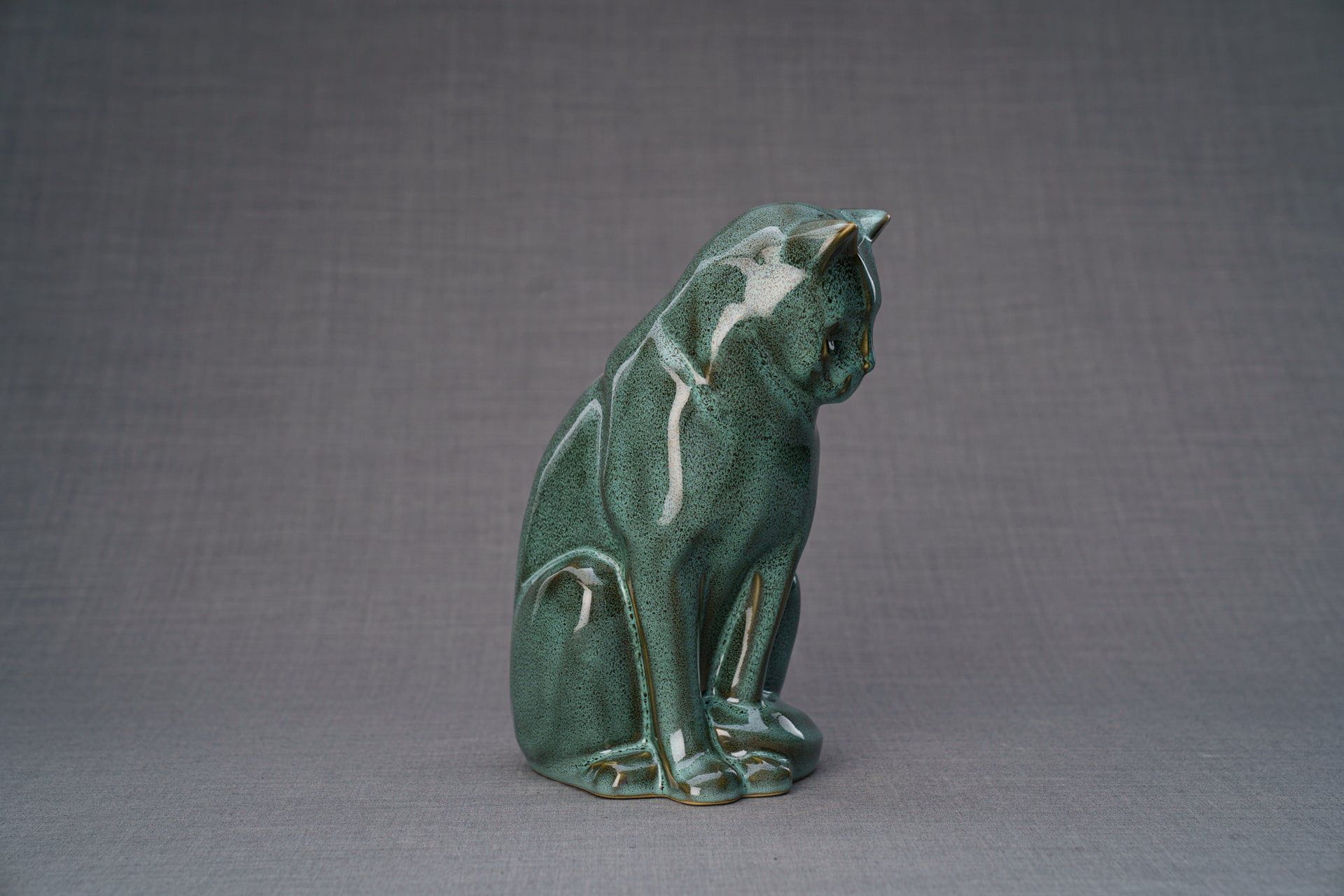 Pulvis Art Urns Pet Urn Neko Pet Urn for Ashes - Oily Green Melange | Ceramic | Handmade