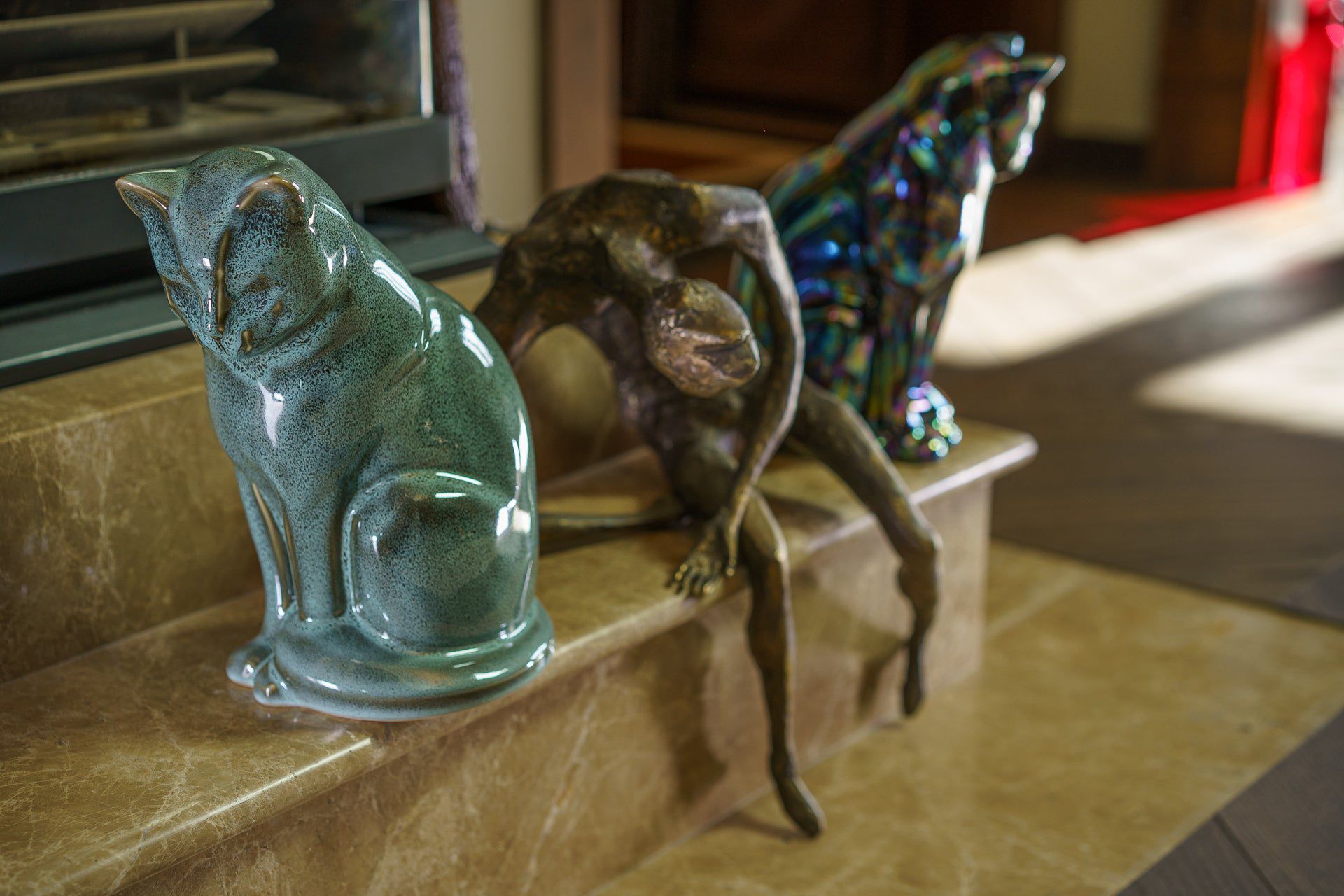 Pulvis Art Urns Pet Urn Neko Pet Urn for Ashes - Oily Green Melange | Ceramic | Handmade