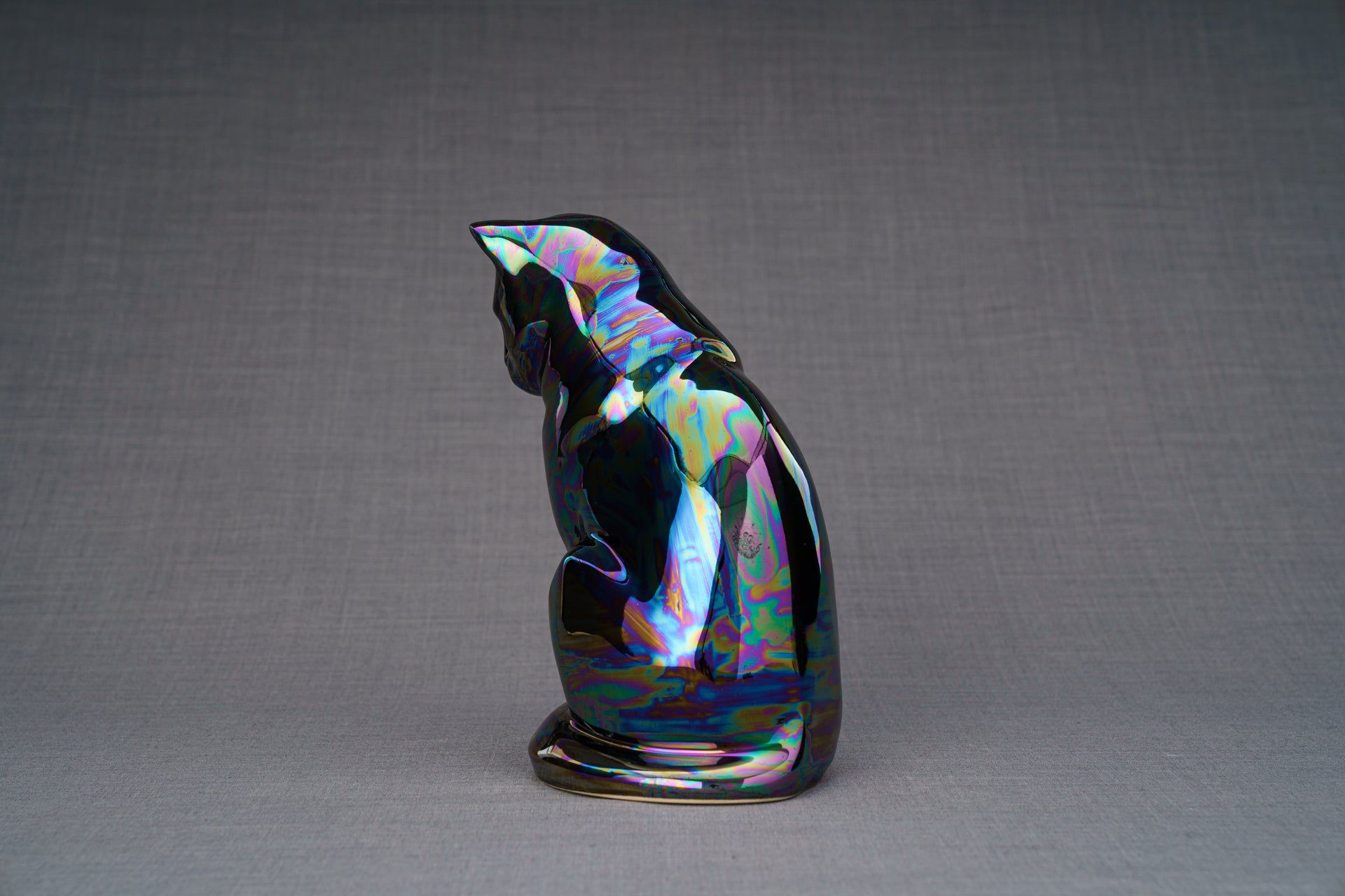 Pulvis Art Urns Pet Urn Neko Pet Urn for Ashes - Rainbow Black | Ceramic | Handmade