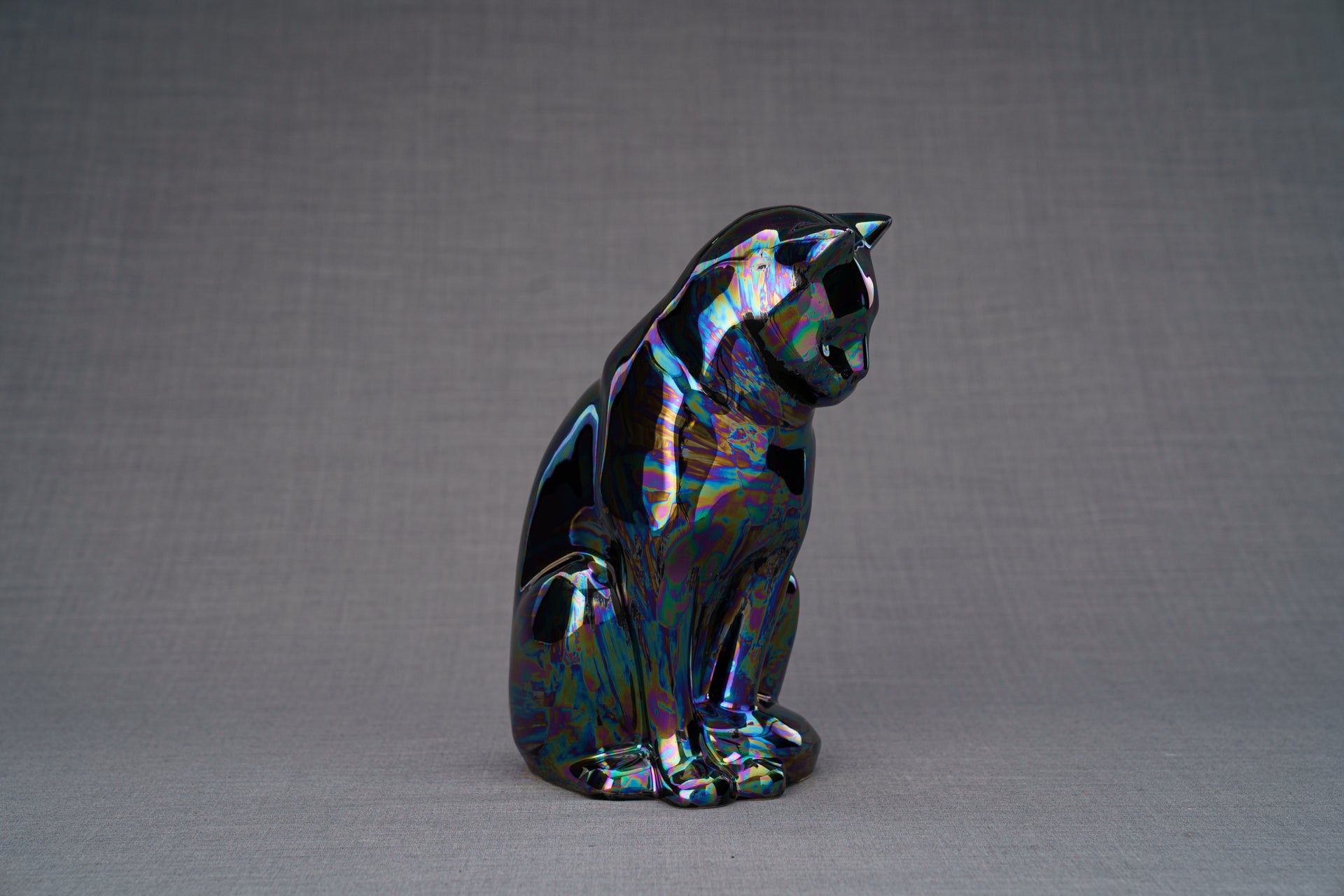 Pulvis Art Urns Pet Urn Neko Pet Urn for Ashes - Rainbow Black | Ceramic | Handmade
