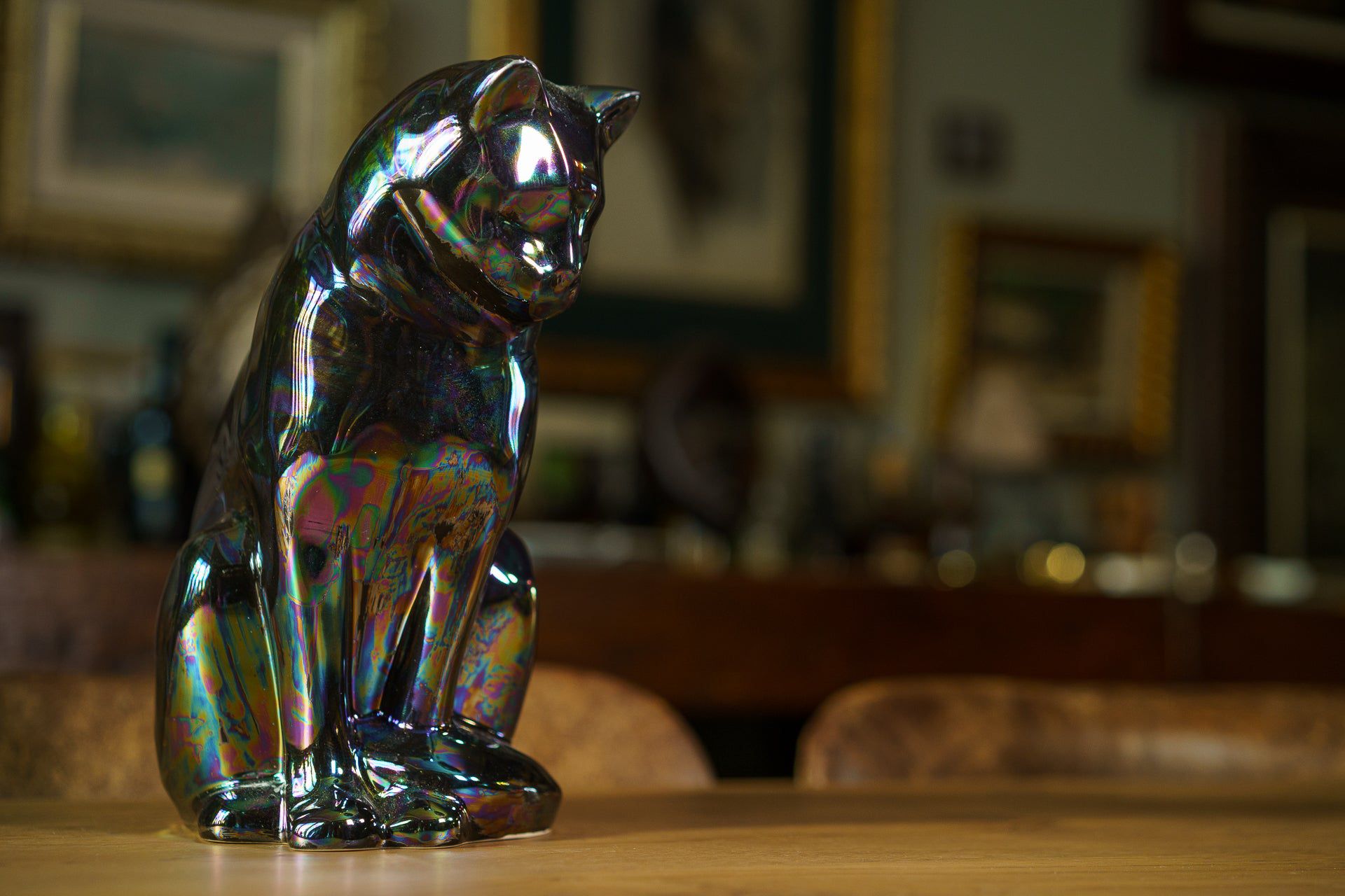 Pulvis Art Urns Pet Urn Neko Pet Urn for Ashes - Rainbow Black | Ceramic | Handmade