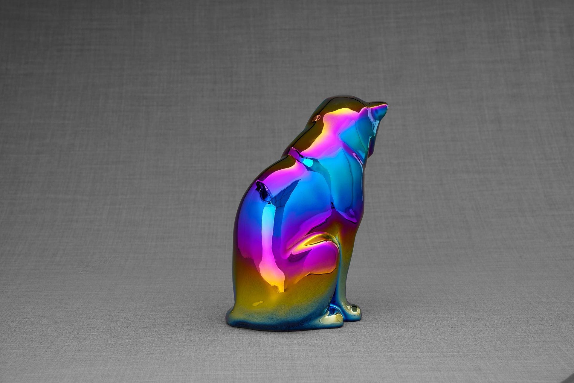 Pulvis Art Urns Pet Urn Neko Pet Urn for Ashes - Rainbow Chrome | Ceramic | Handmade