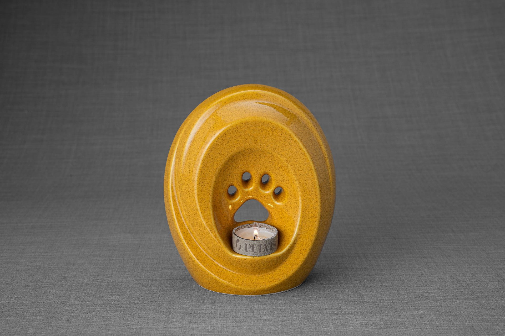 Pulvis Art Urns Pet Urn Paw Pet Urn for Ashes - Amber Yellow | Ceramic | Handmade