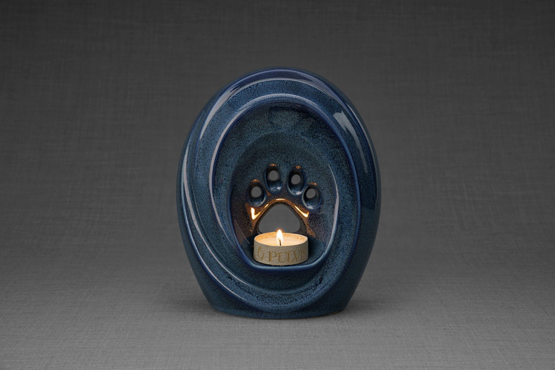 Pulvis Art Urns Pet Urn Paw Pet Urn for Ashes - Blue Melange | Ceramic | Handmade