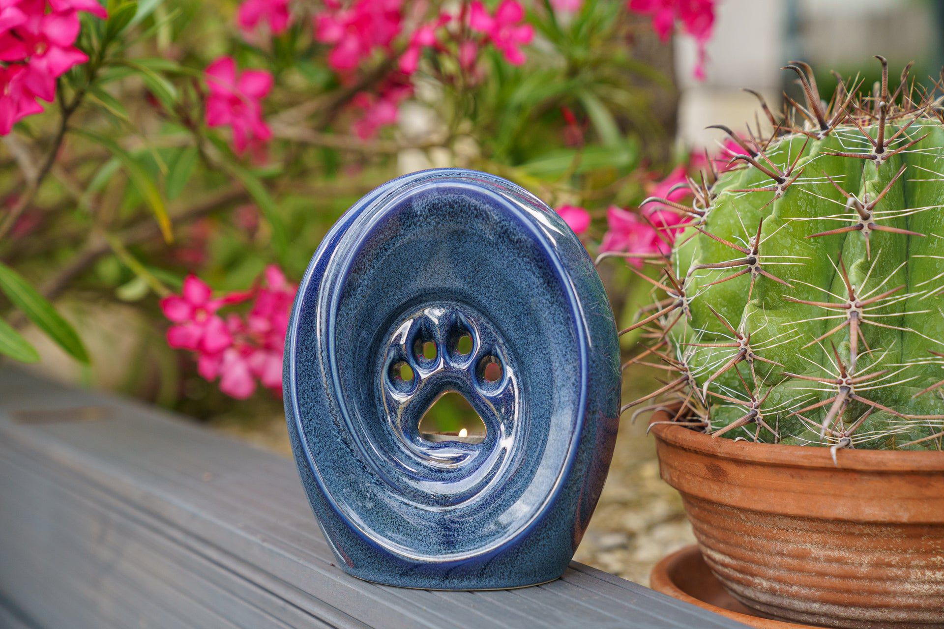 Pulvis Art Urns Pet Urn Paw Pet Urn for Ashes - Blue Melange | Ceramic | Handmade