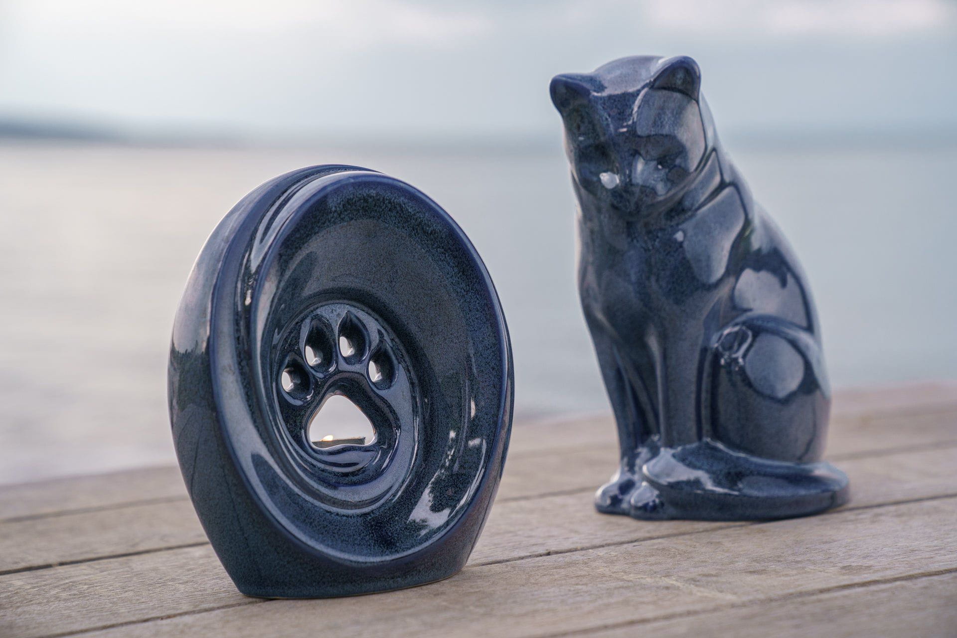 Pulvis Art Urns Pet Urn Paw Pet Urn for Ashes - Blue Melange | Ceramic | Handmade