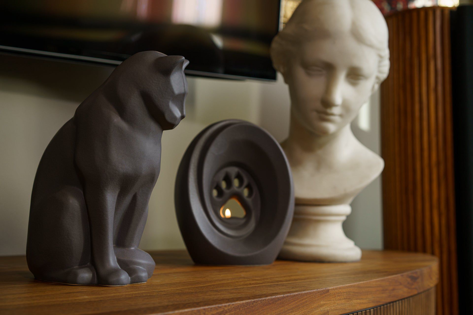 Pulvis Art Urns Pet Urn Paw Pet Urn for Ashes - Grey Matte | Ceramic | Handmade