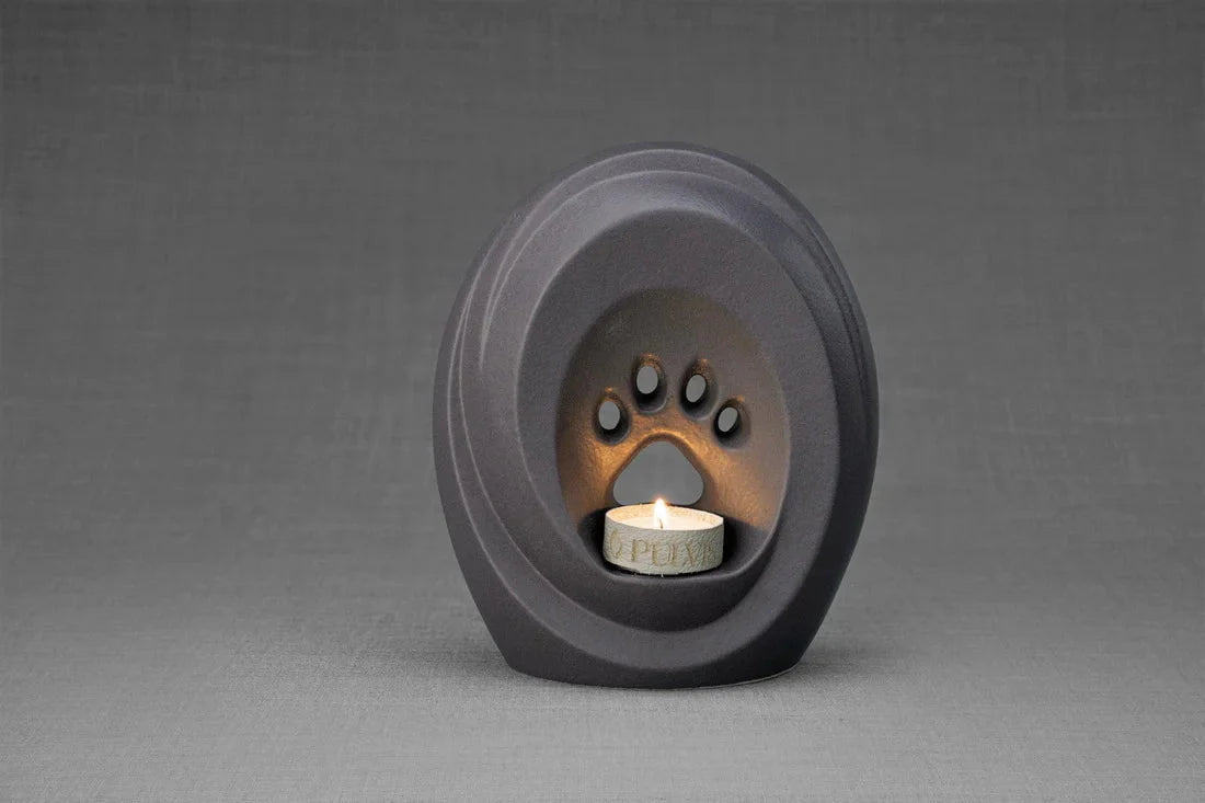 Pulvis Art Urns Pet Urn Paw Pet Urn for Ashes - Grey Matte | Ceramic | Handmade