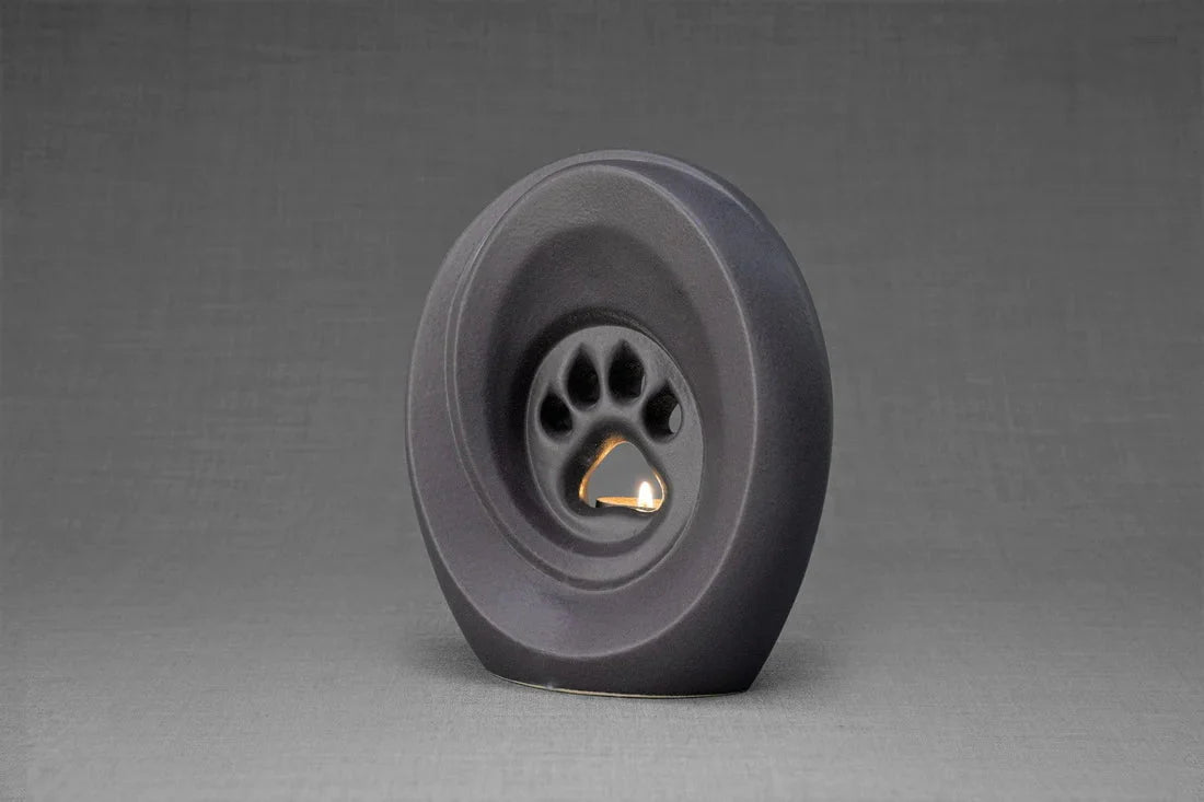 Pulvis Art Urns Pet Urn Paw Pet Urn for Ashes - Grey Matte | Ceramic | Handmade