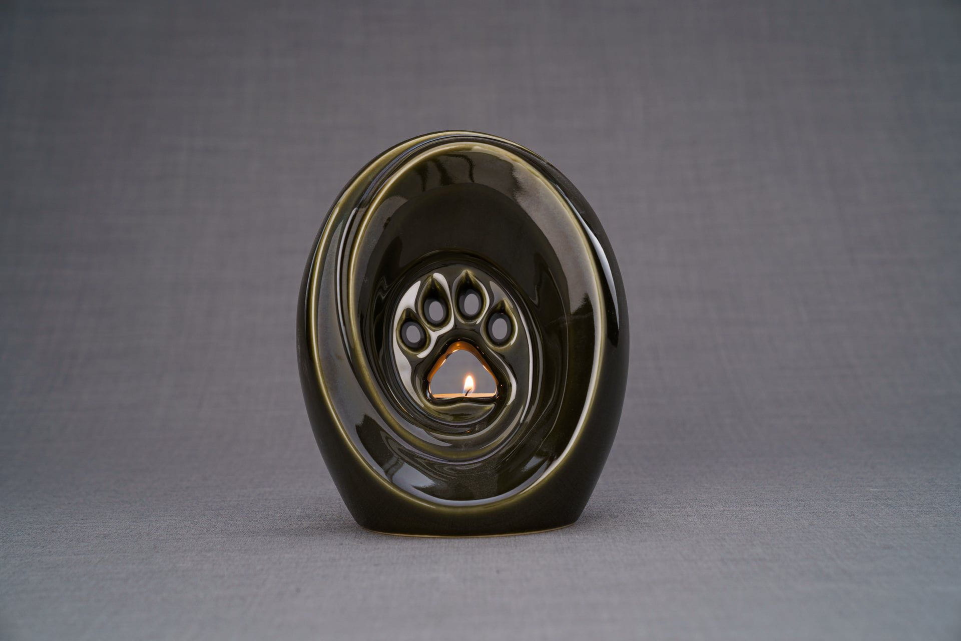 Pulvis Art Urns Pet Urn Paw Pet Urn for Ashes - Oily Green | Ceramic | Handmade