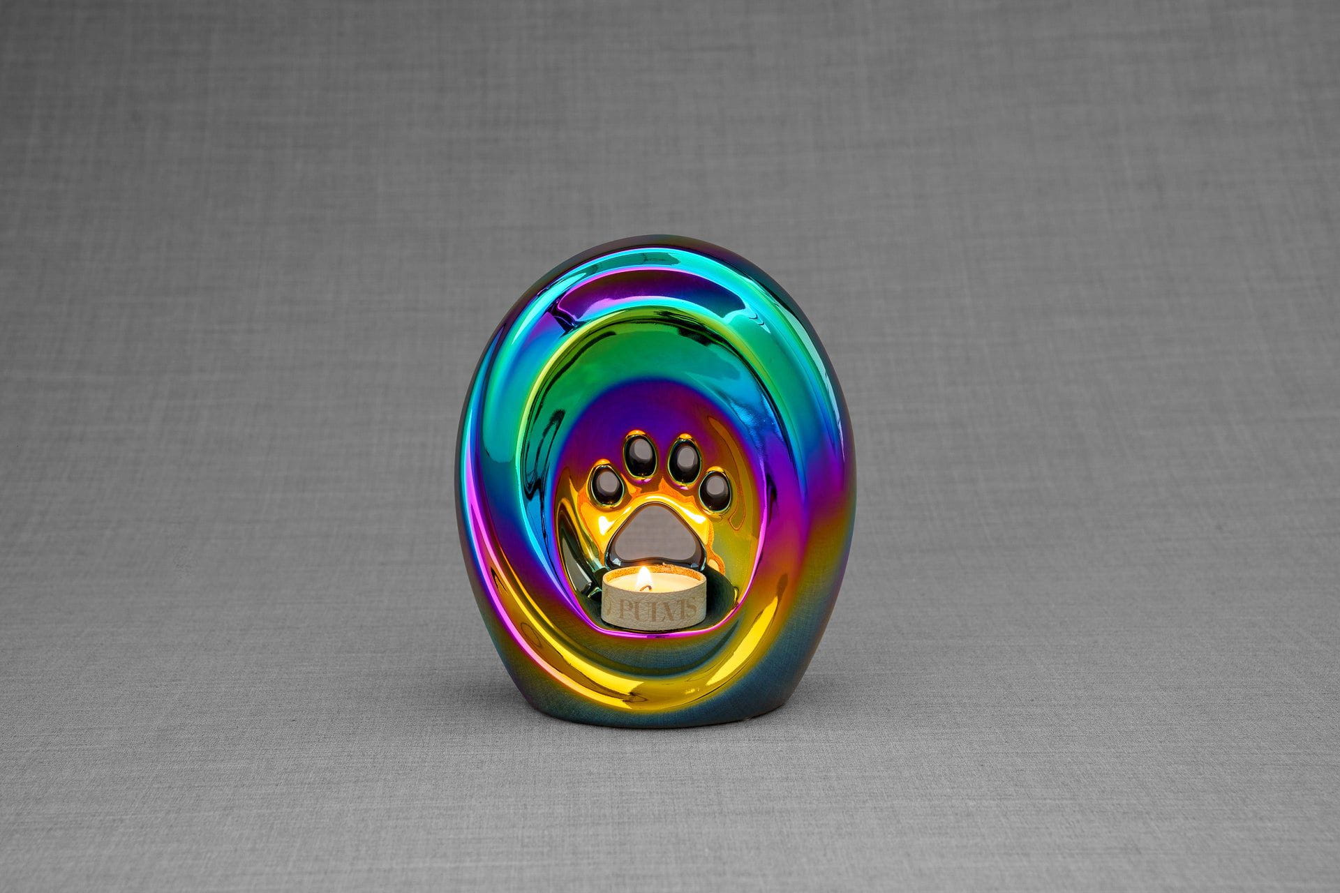 Pulvis Art Urns Pet Urn Paw Pet Urn for Ashes - Rainbow Chrome | Ceramic | Handmade