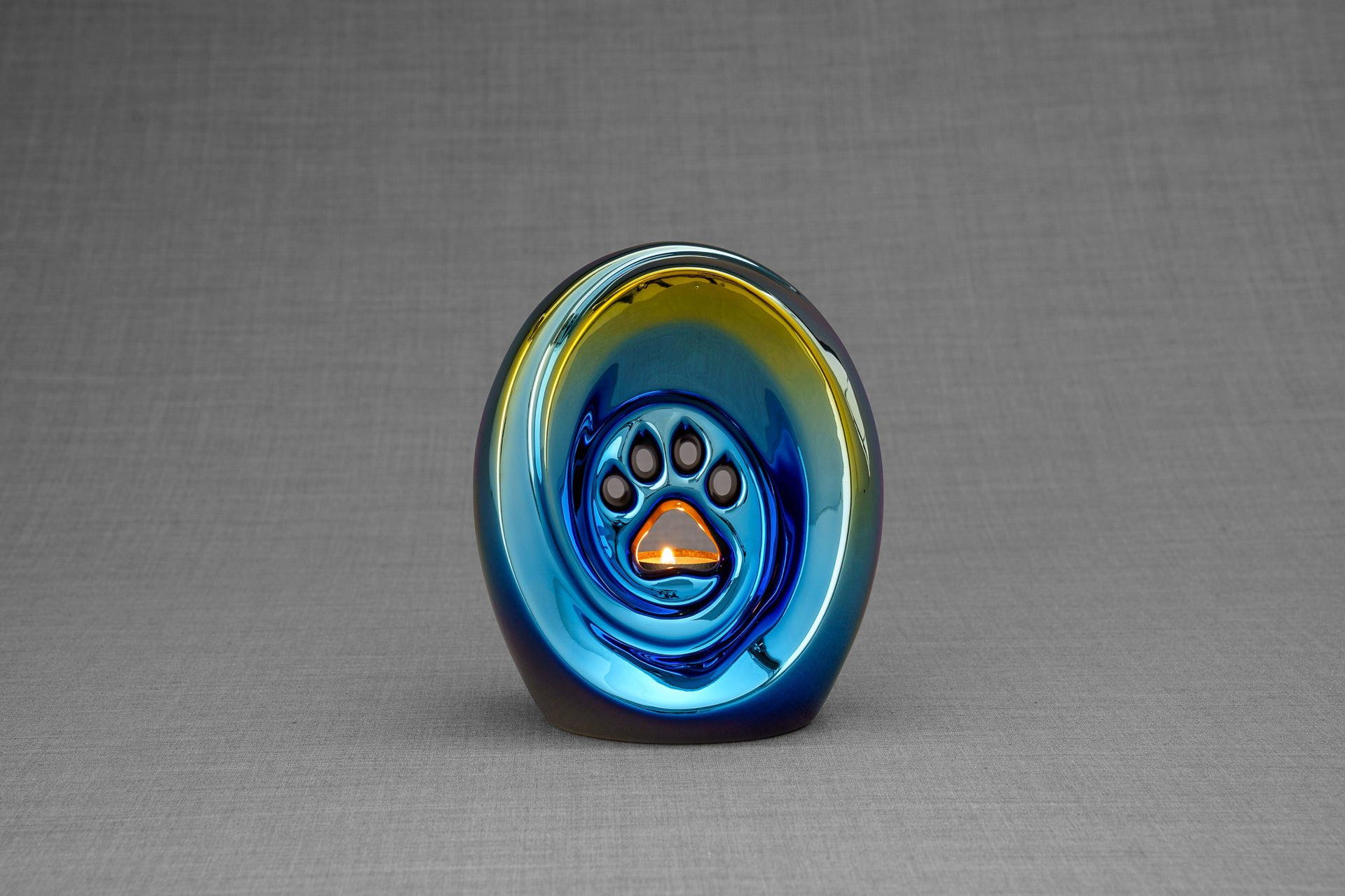 Pulvis Art Urns Pet Urn Paw Pet Urn for Ashes - Rainbow Chrome | Ceramic | Handmade