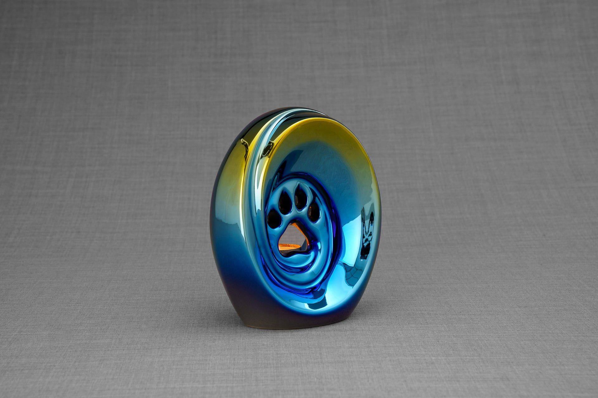 Pulvis Art Urns Pet Urn Paw Pet Urn for Ashes - Rainbow Chrome | Ceramic | Handmade