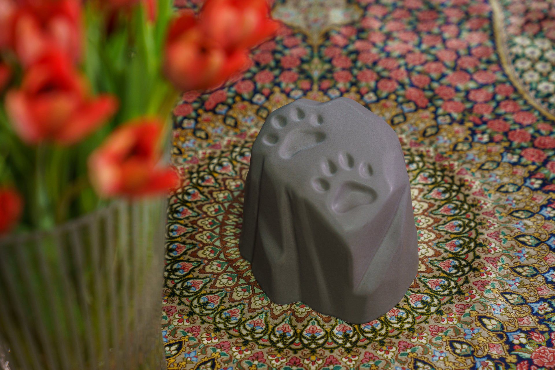 Pulvis Art Urns Pet Urn Paw Print Urn For Pet Ashes - Grey Matte | Ceramic