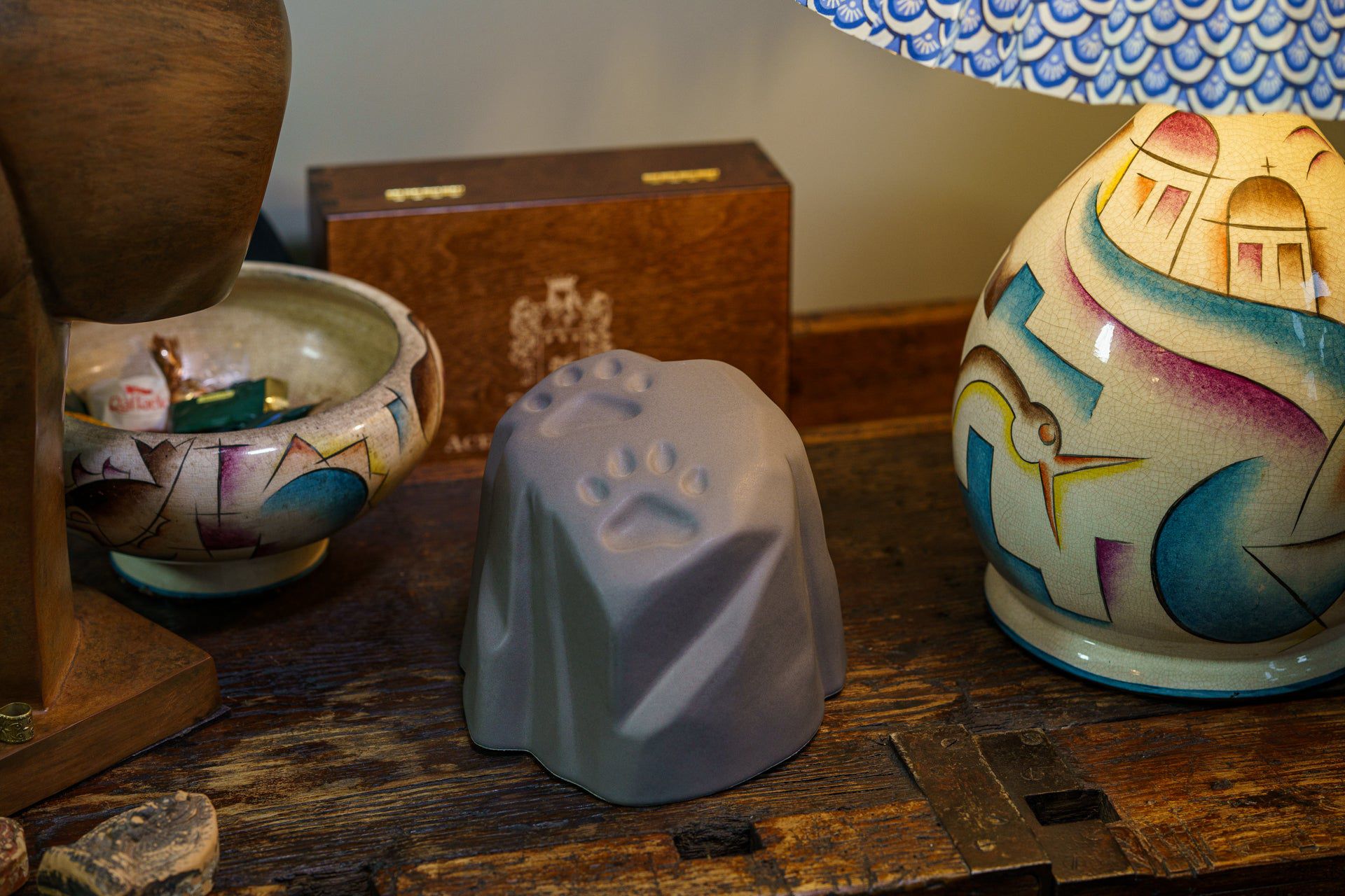 Pulvis Art Urns Pet Urn Paw Print Urn For Pet Ashes - Grey Matte | Ceramic