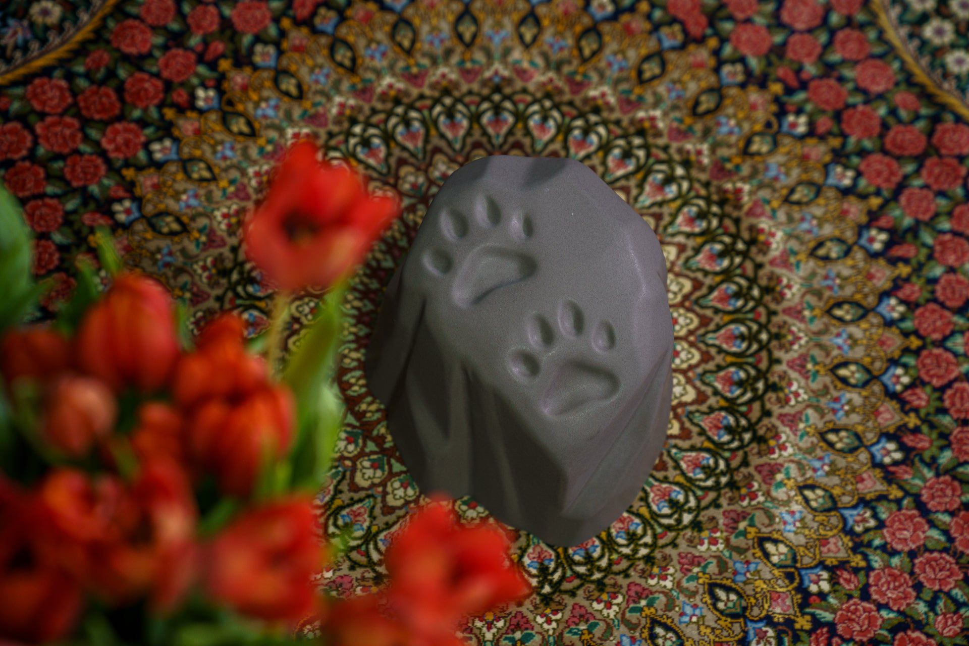 Pulvis Art Urns Pet Urn Paw Print Urn For Pet Ashes - Grey Matte | Ceramic