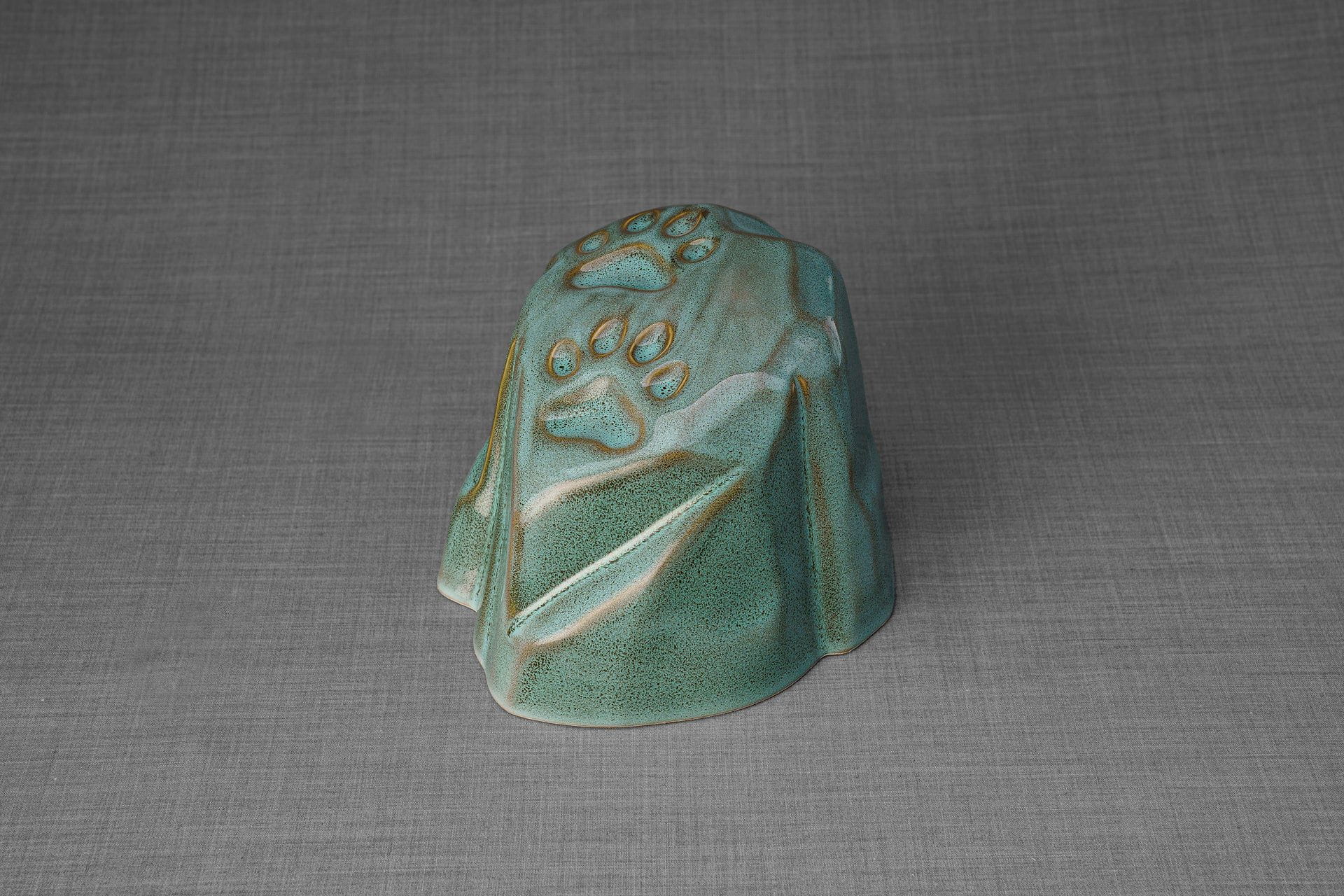 Pulvis Art Urns Pet Urn Paw Print Urn For Pet Ashes - Oily Green Melange | Ceramic