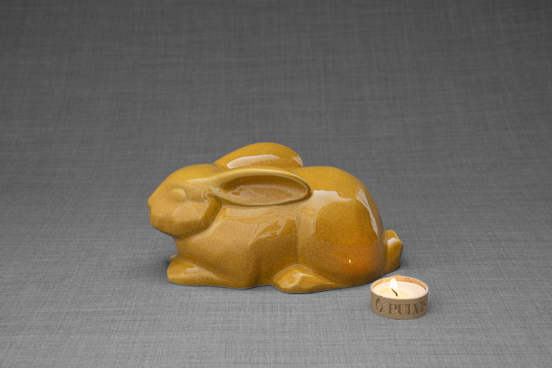 Pulvis Art Urns Pet Urn Rabbit Urn For Ashes - Amber Yellow | Ceramic Bunny Urn