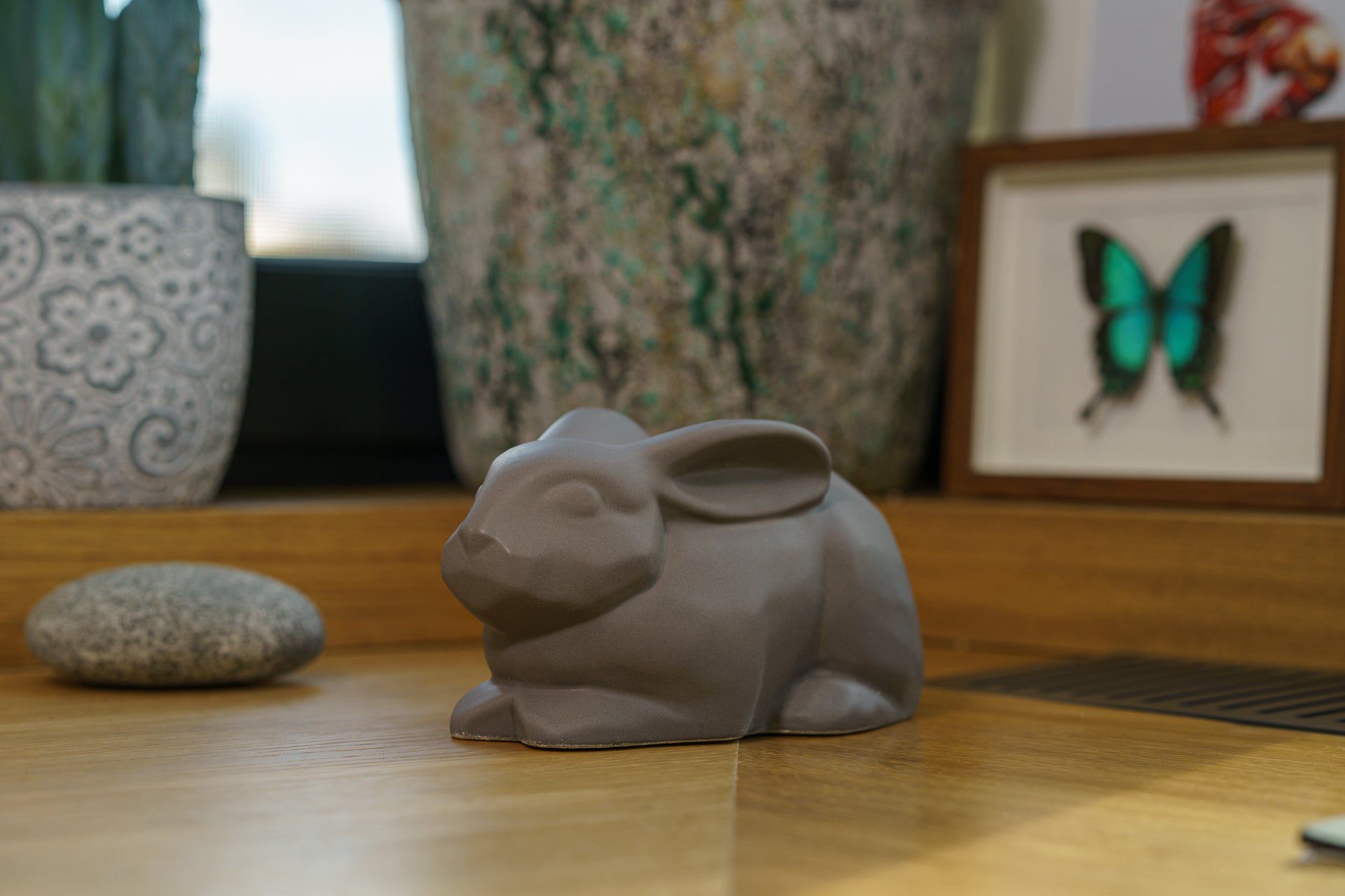 Pulvis Art Urns Pet Urn Rabbit Urn For Ashes -Grey Matte | Ceramic Bunny Urn