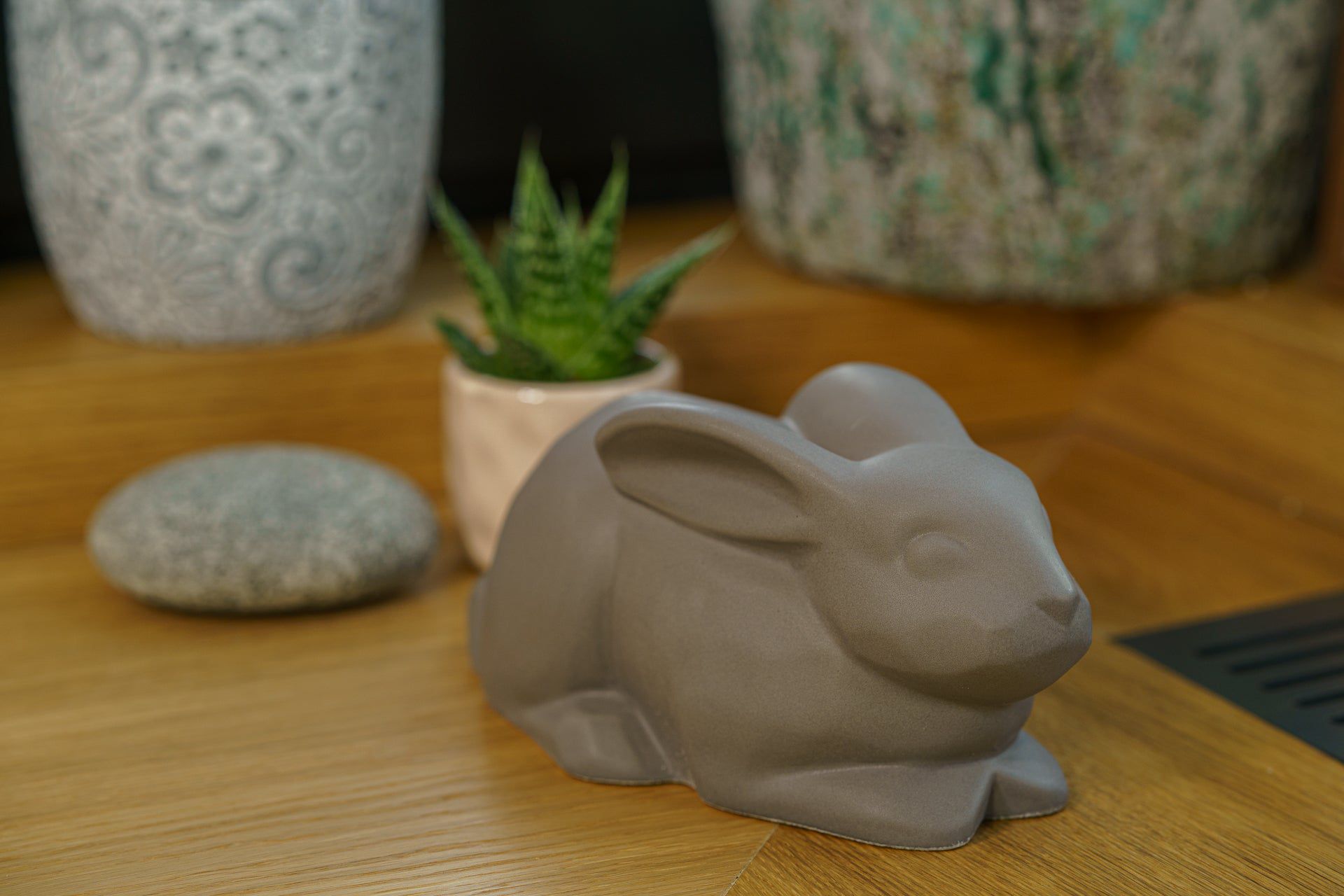 Pulvis Art Urns Pet Urn Rabbit Urn For Ashes -Grey Matte | Ceramic Bunny Urn