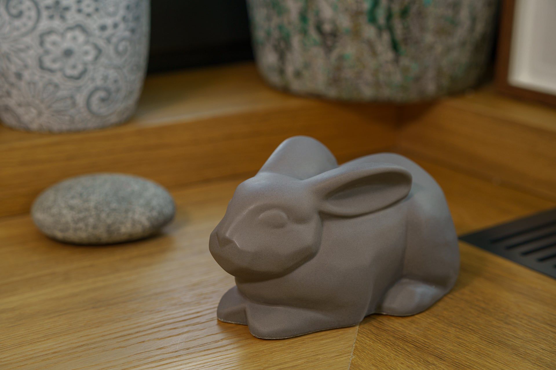Pulvis Art Urns Pet Urn Rabbit Urn For Ashes -Grey Matte | Ceramic Bunny Urn