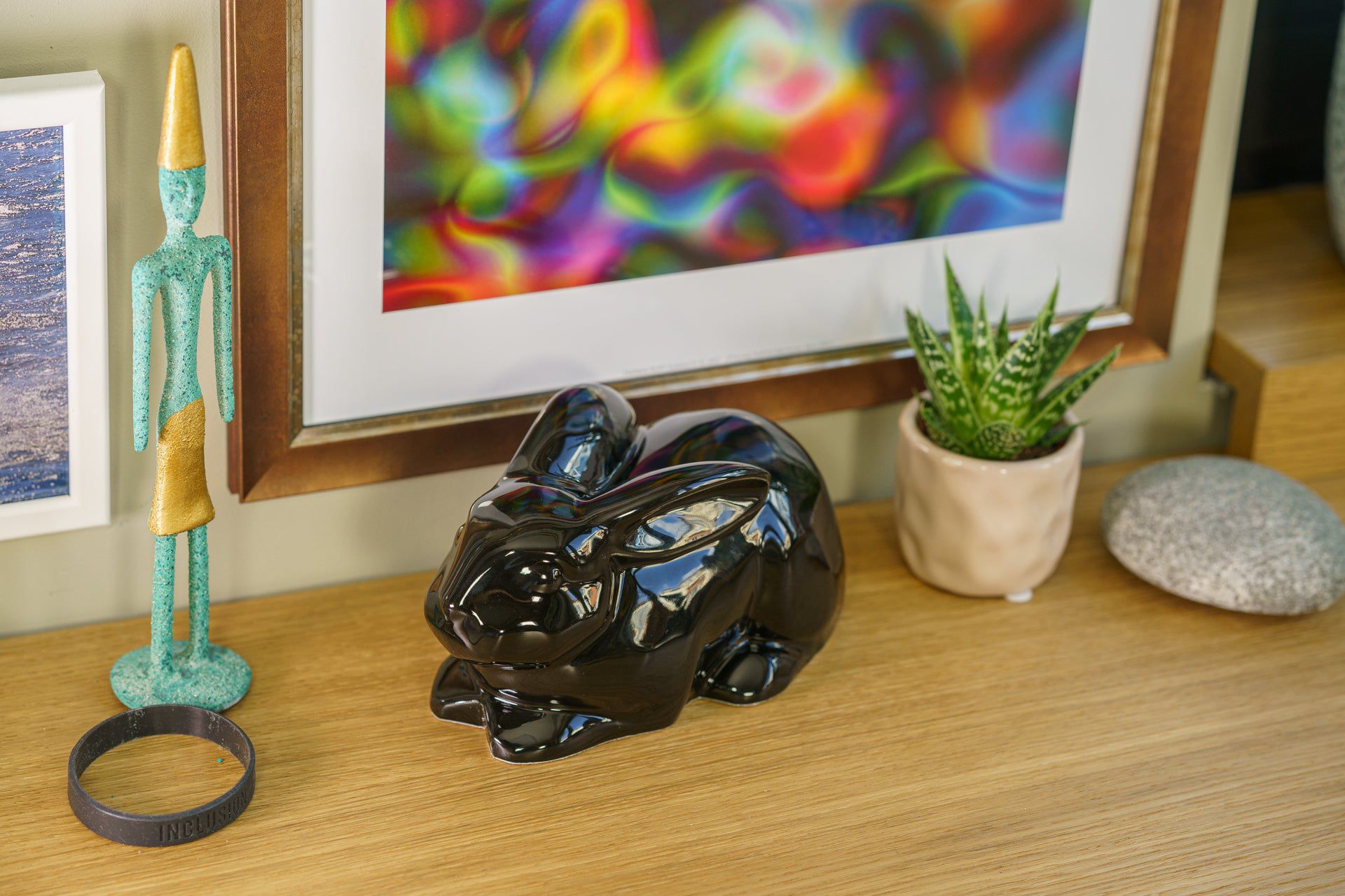 Pulvis Art Urns Pet Urn Rabbit Urn For Ashes - Lamp Black | Ceramic Bunny Urn