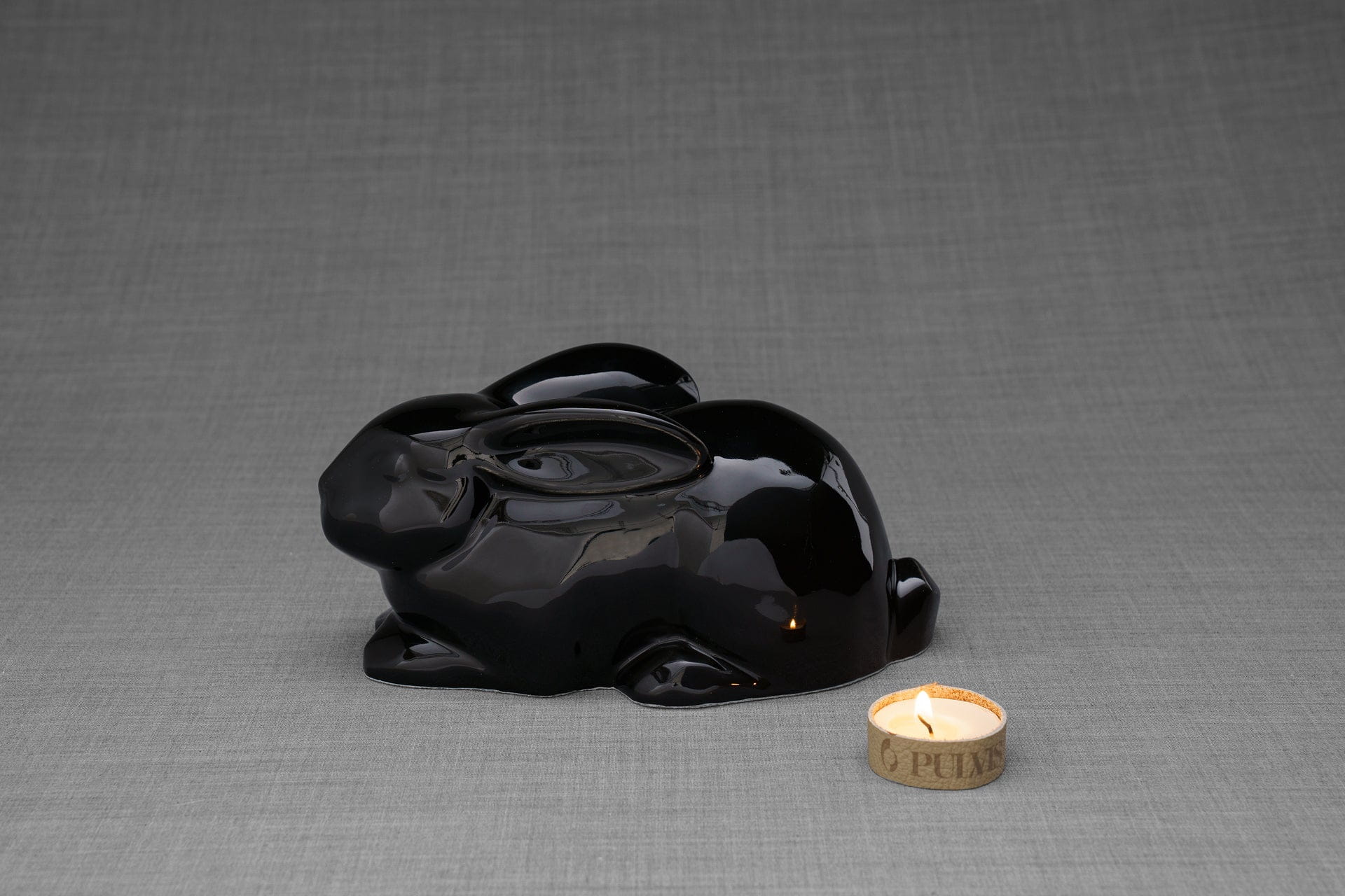 Pulvis Art Urns Pet Urn Rabbit Urn For Ashes - Lamp Black | Ceramic Bunny Urn