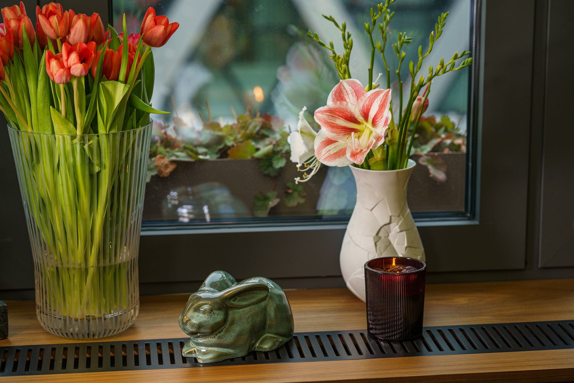 Pulvis Art Urns Pet Urn Rabbit Urn For Ashes - Oily Green Melange | Ceramic Bunny Urn
