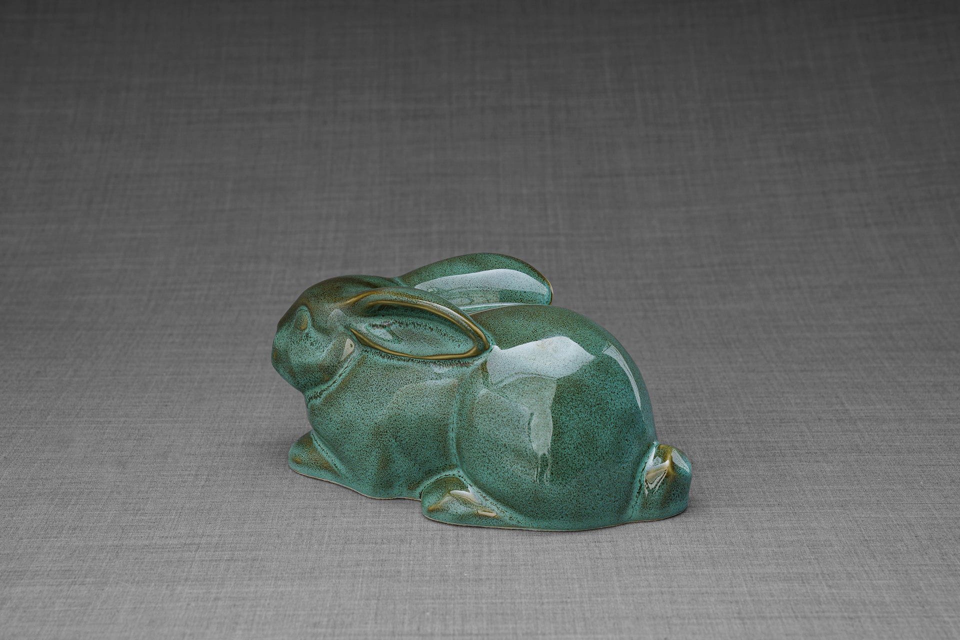 Pulvis Art Urns Pet Urn Rabbit Urn For Ashes - Oily Green Melange | Ceramic Bunny Urn