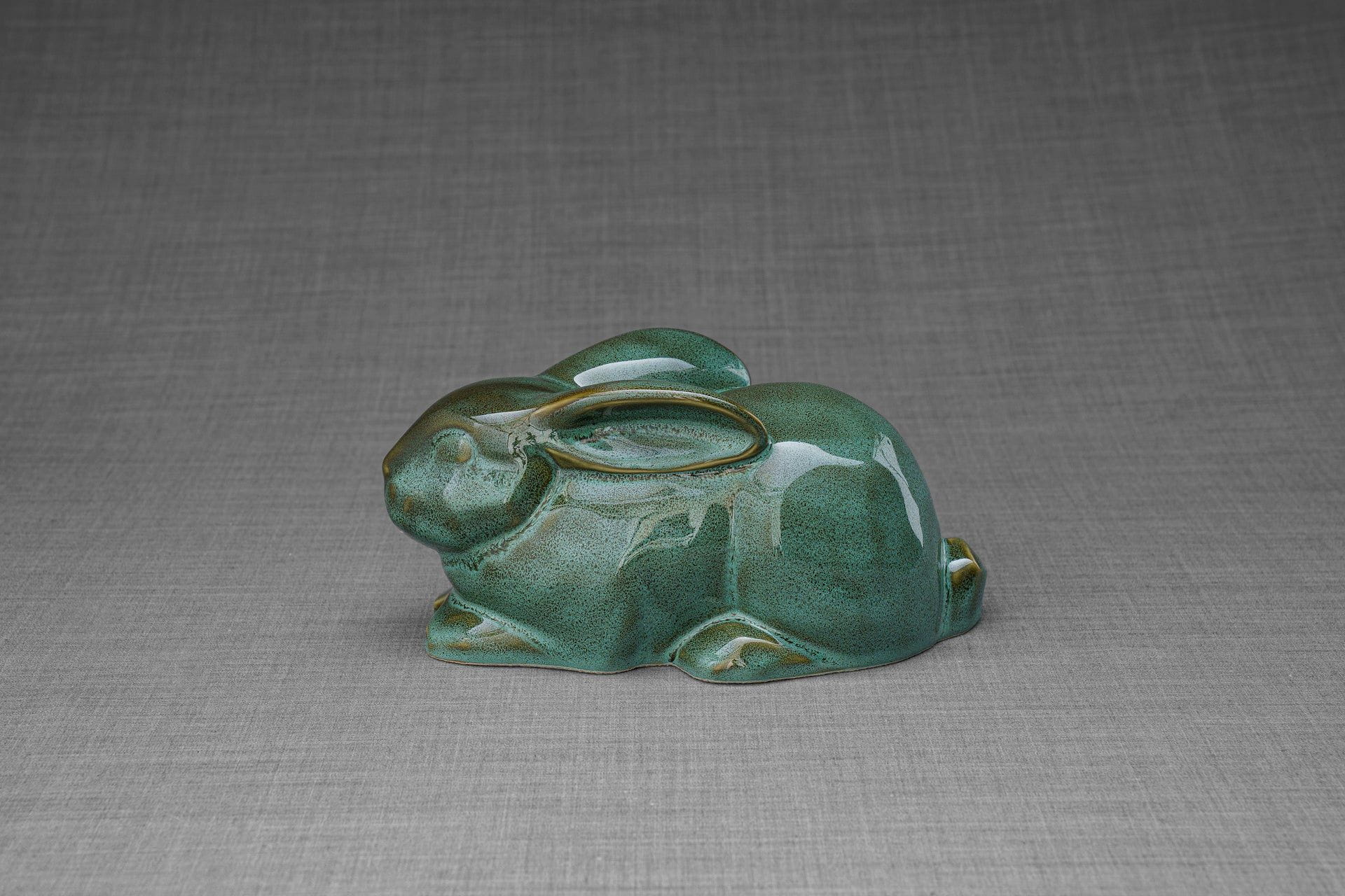Pulvis Art Urns Pet Urn Rabbit Urn For Ashes - Oily Green Melange | Ceramic Bunny Urn