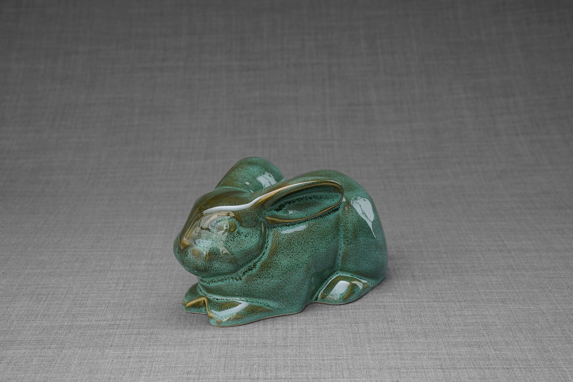 Pulvis Art Urns Pet Urn Rabbit Urn For Ashes - Oily Green Melange | Ceramic Bunny Urn
