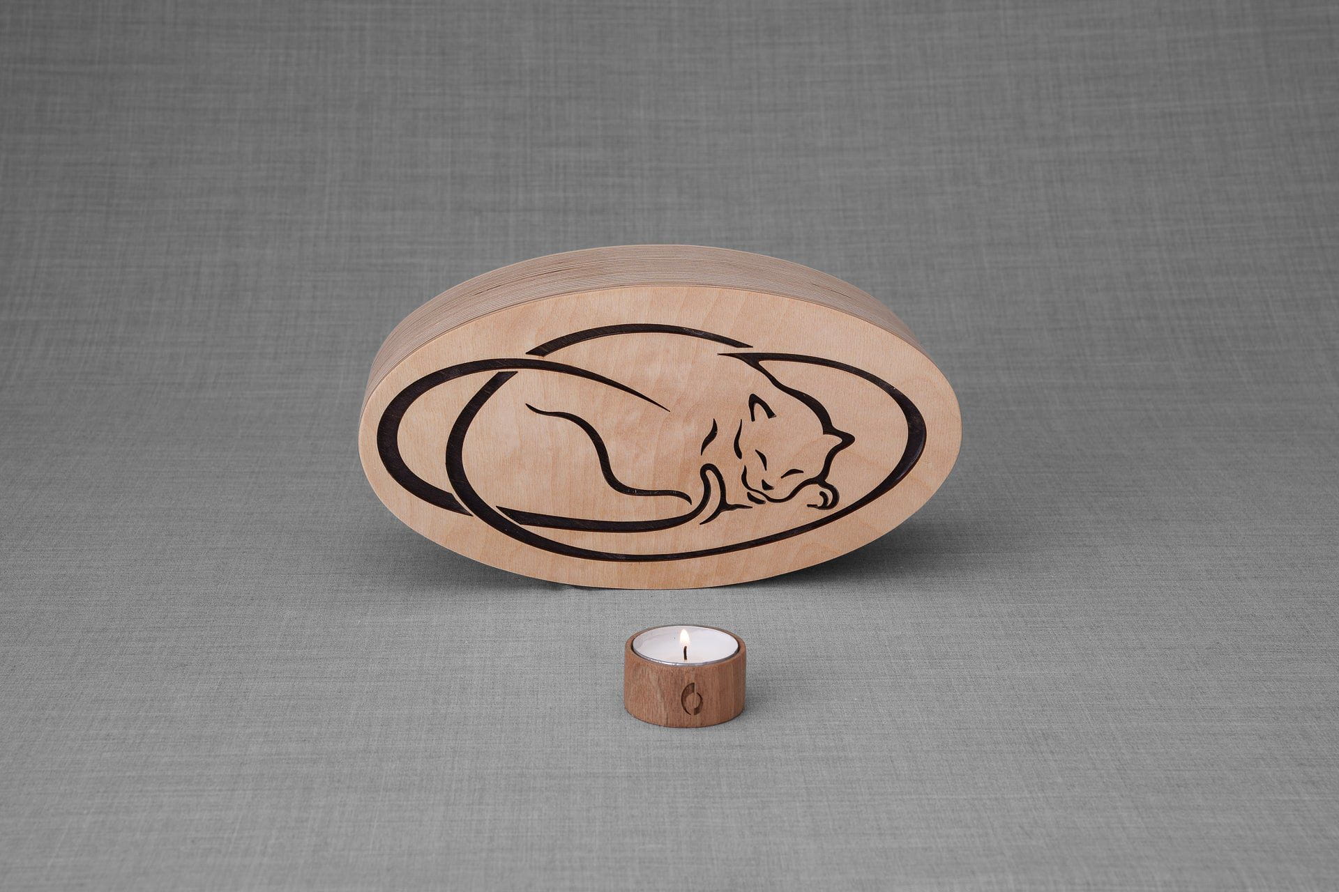 Pulvis Art Urns Pet Urn Resting Cat Cremation Urn - Plywood | Handmade