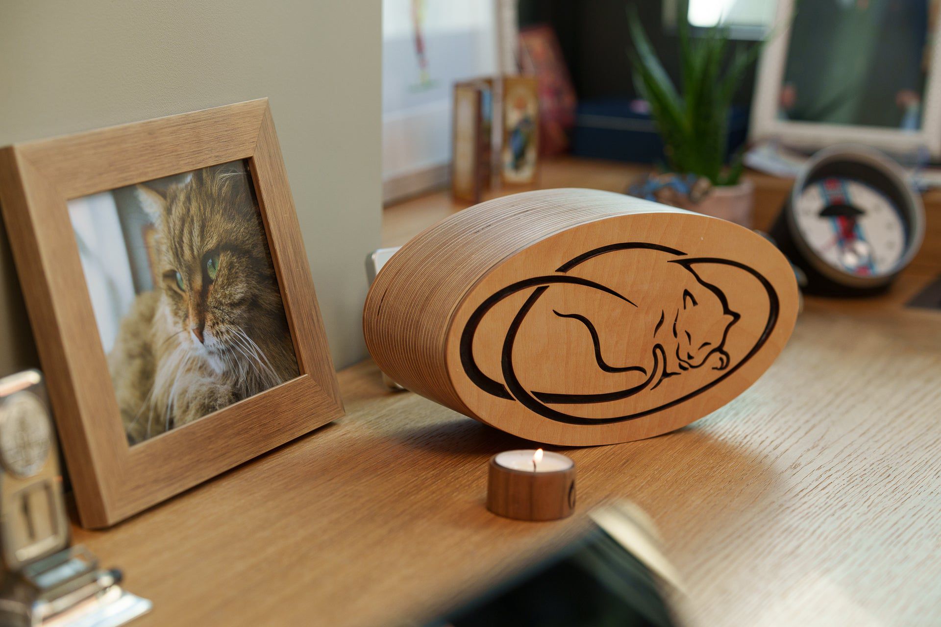 Pulvis Art Urns Pet Urn Resting Cat Cremation Urn - Plywood | Handmade