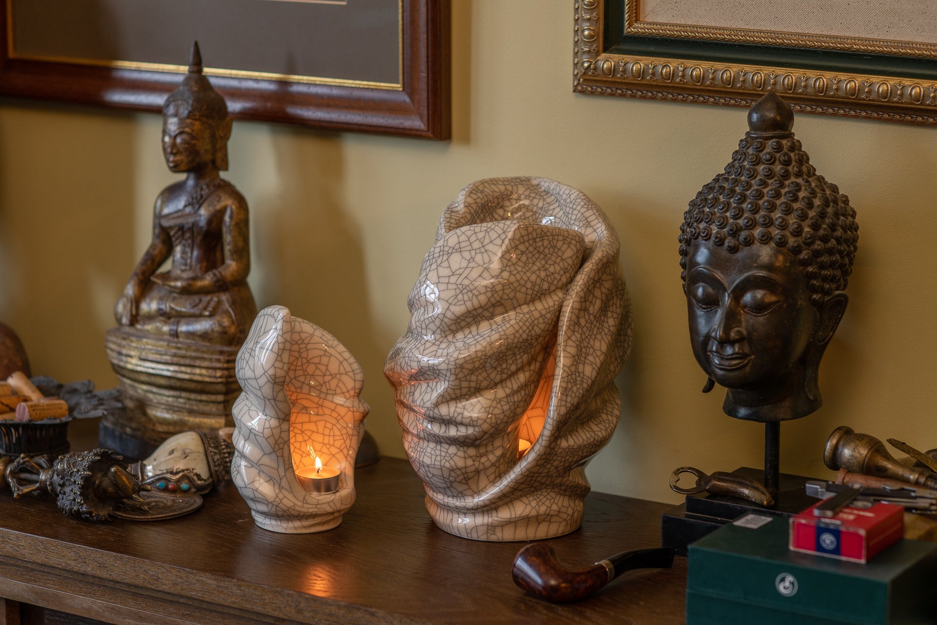 "Light" set of urns for ashes by Pulvis Art Urns - colour craquelure