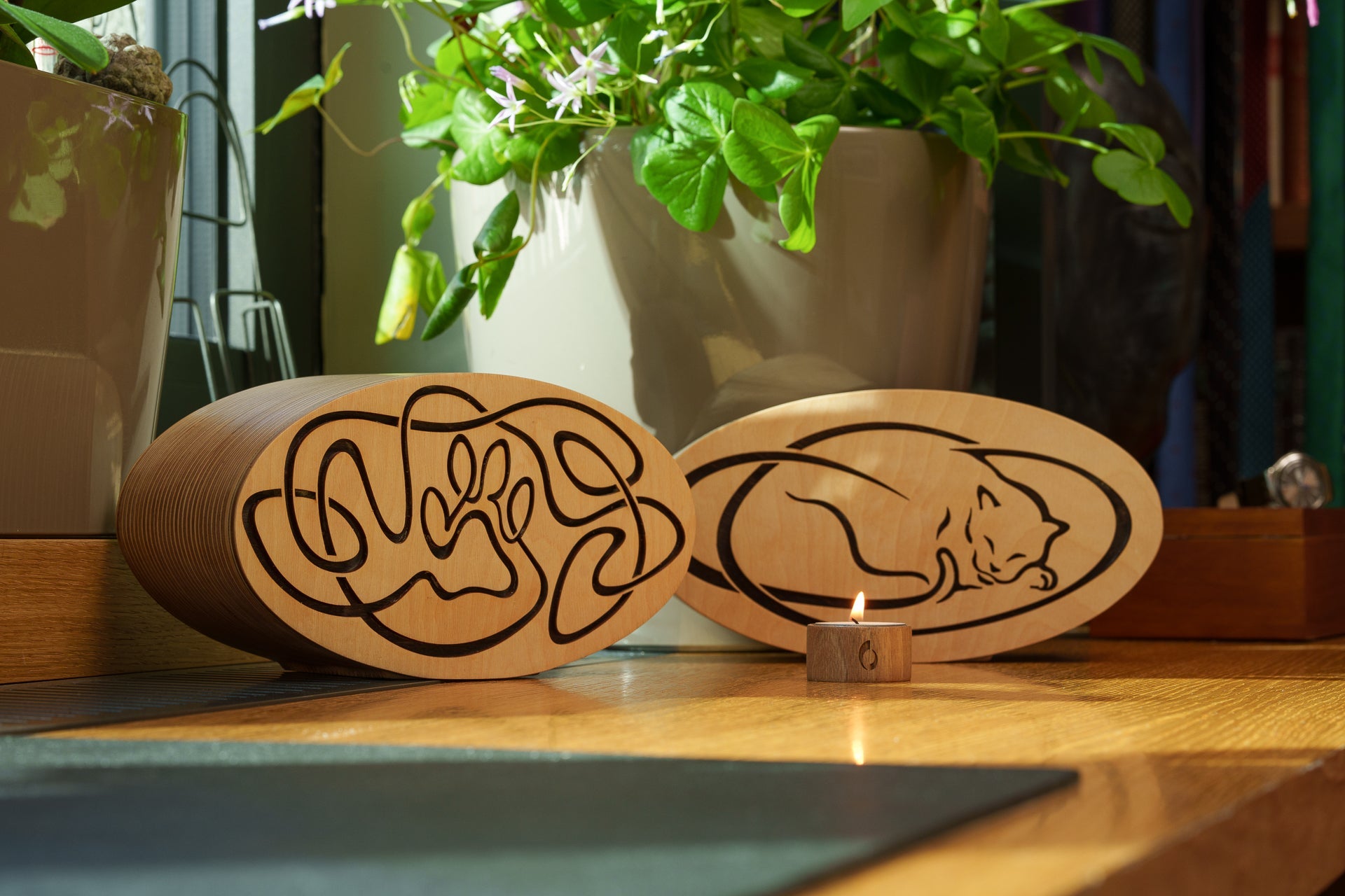 Wooden Pet Cremation Urns by Pulvis Art Urns