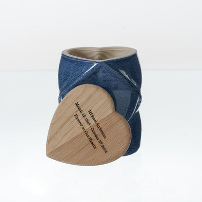 Pulvis Art Urns Small Size Urn Cremation Urn "Nexus" - 3D Printed Ceramic Urn | Blue Melange | Keepsake