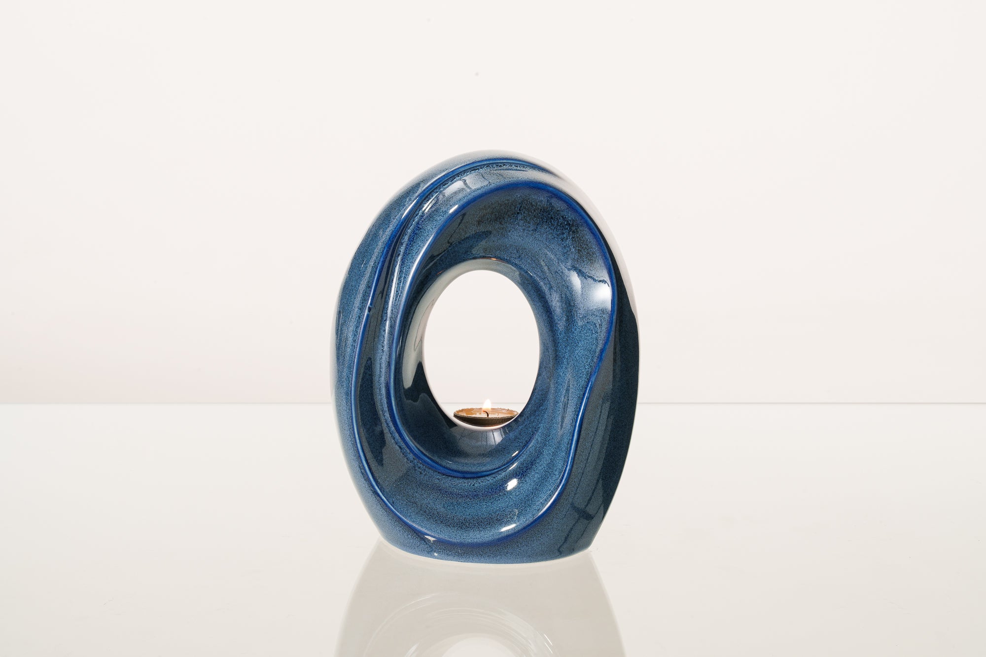 Artisan Cremation Urn for Ashes "The Passage" - Medium Urn | Blue Melange | Ceramic