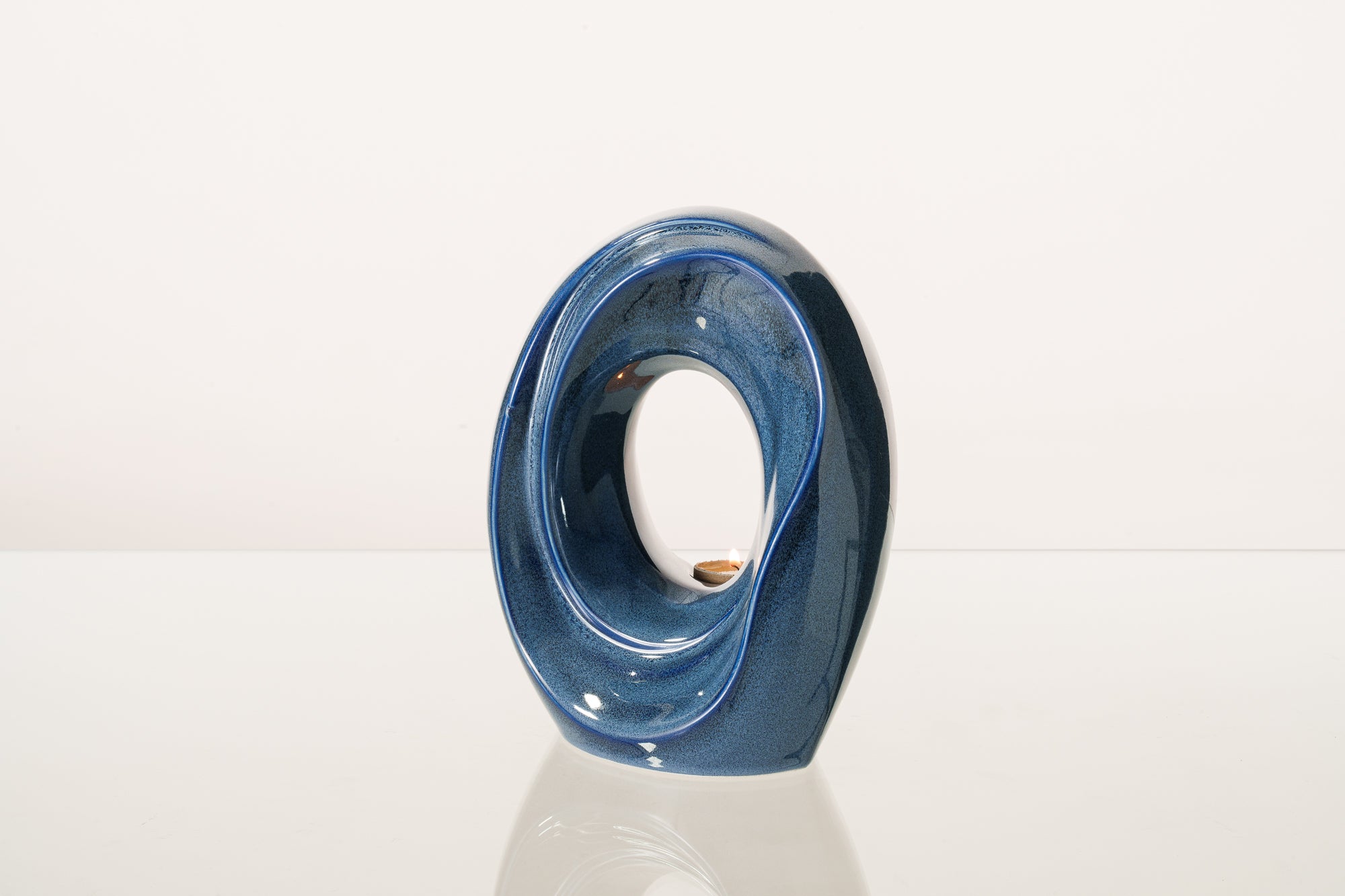 Artisan Cremation Urn for Ashes "The Passage" - Medium Urn | Blue Melange | Ceramic