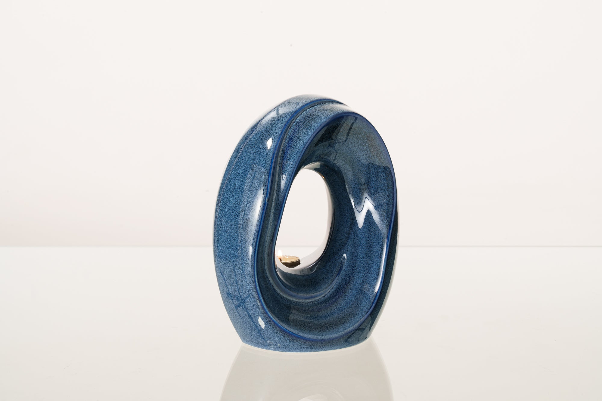 Artisan Cremation Urn for Ashes "The Passage" - Medium Urn | Blue Melange | Ceramic