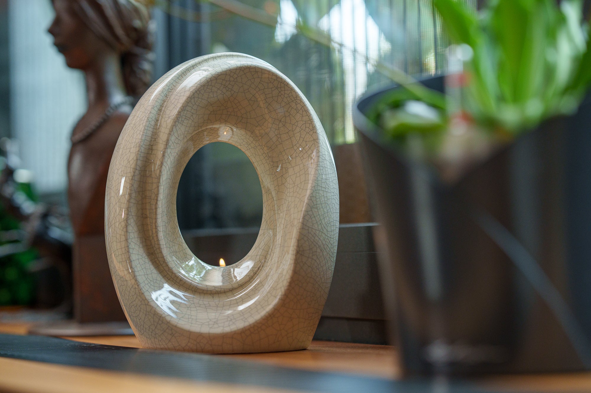 Artisan Cremation Urn for Ashes "The Passage" - Medium Urn | Craquelure | Ceramic
