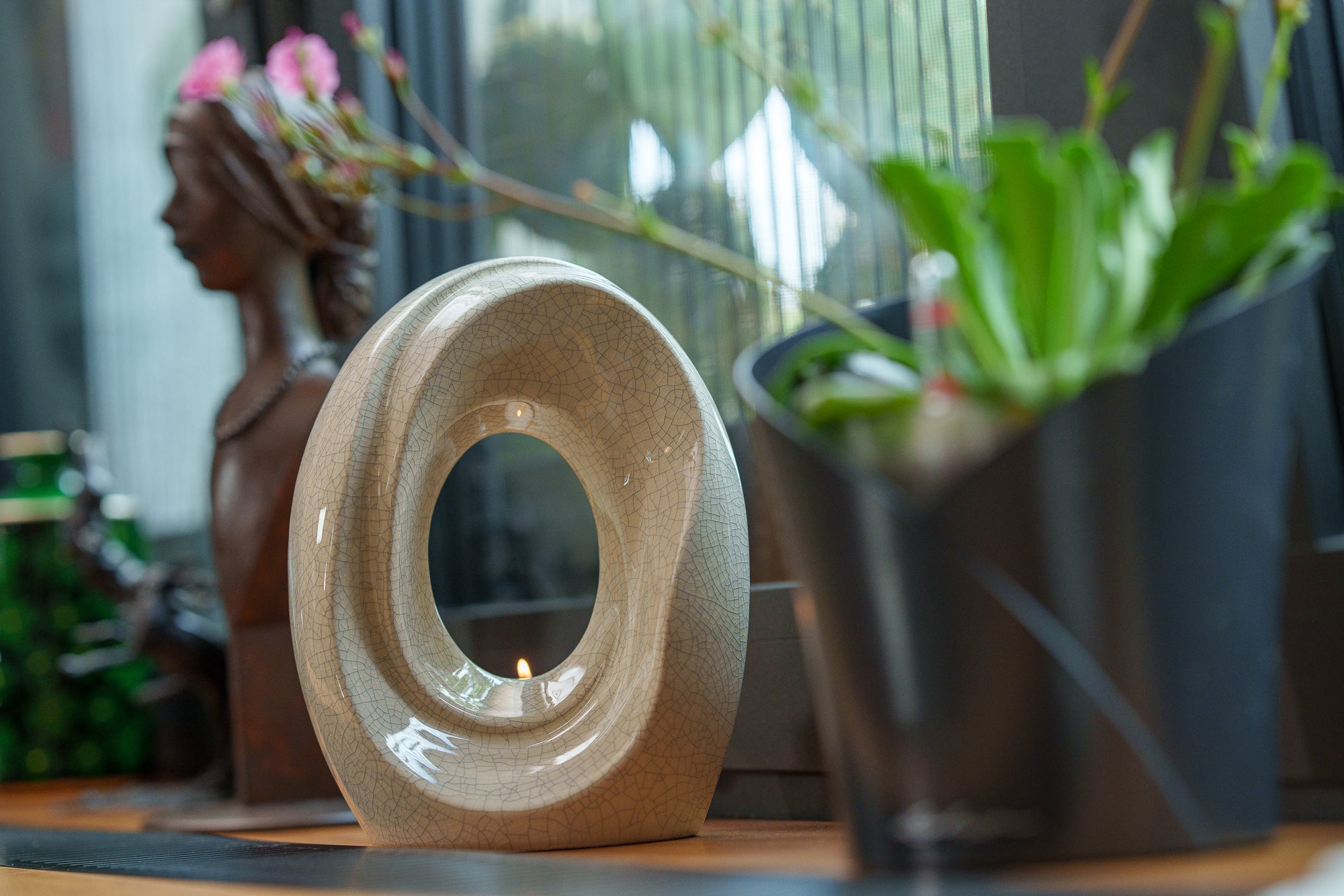 Artisan Cremation Urn for Ashes "The Passage" - Medium Urn | Craquelure | Ceramic