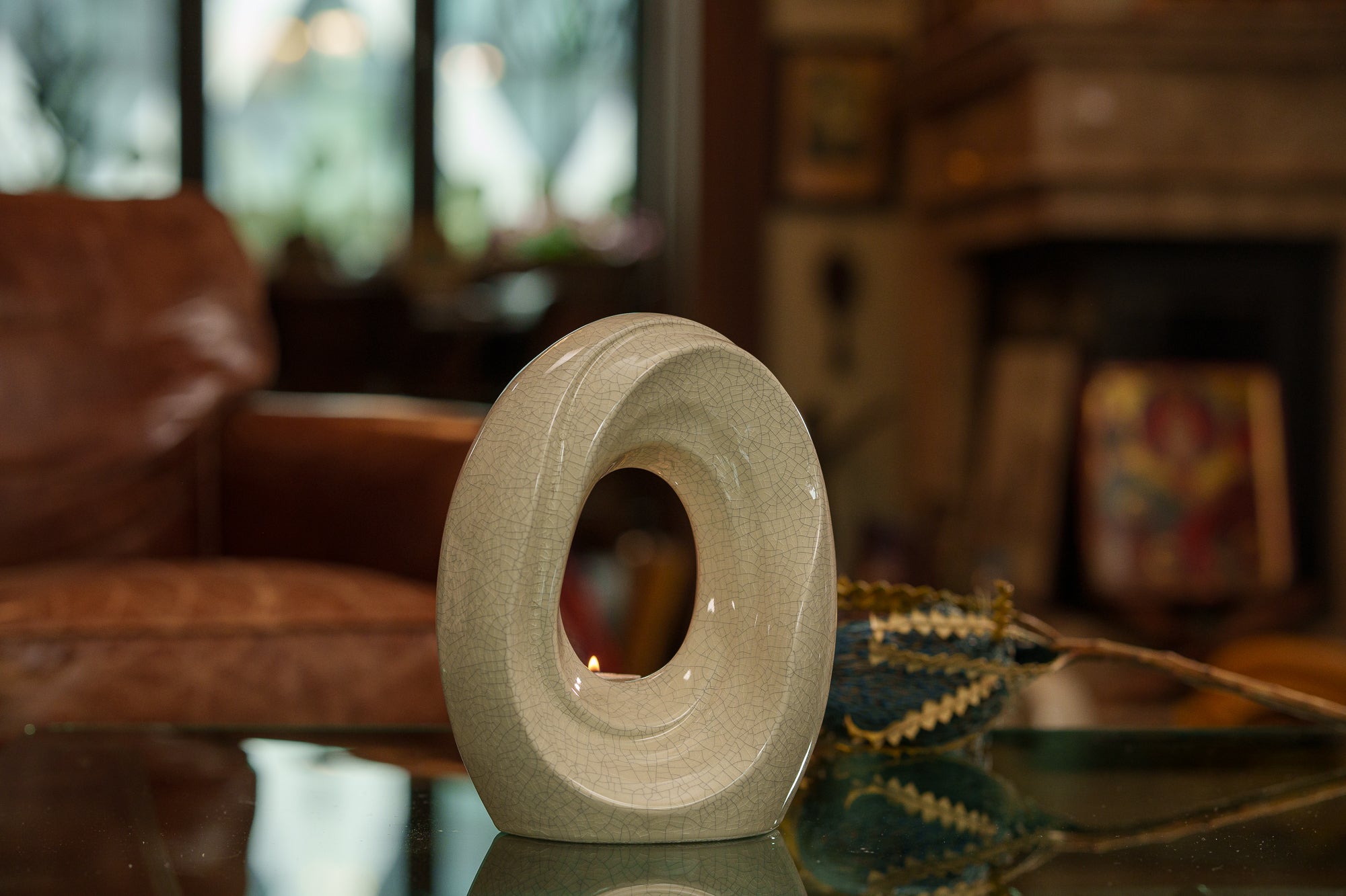 Artisan Cremation Urn for Ashes "The Passage" - Medium Urn | Craquelure | Ceramic