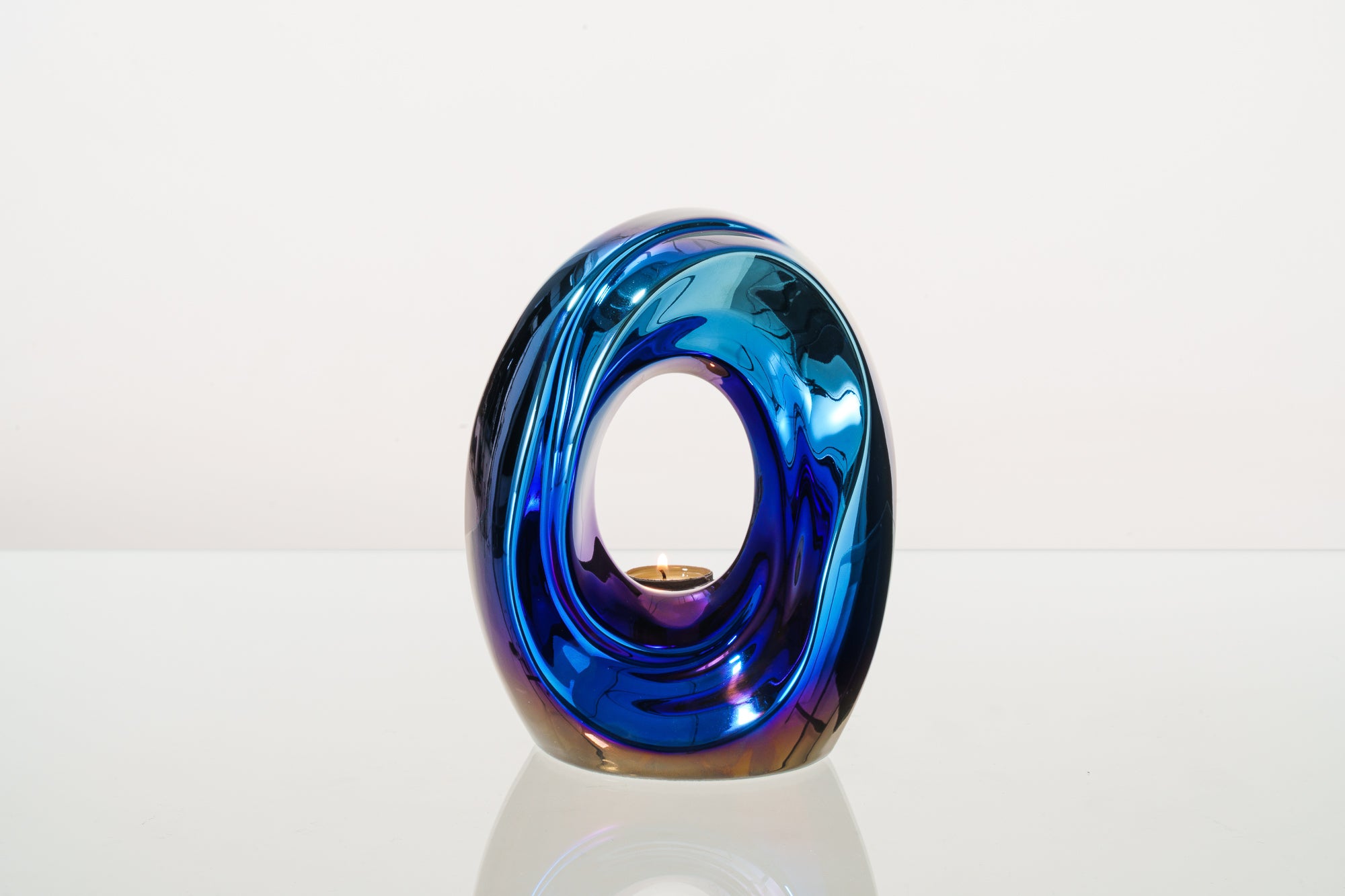 Artisan Cremation Urn for Ashes "The Passage" - Medium Urn | Glossy Blue | Ceramic