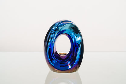 Artisan Cremation Urn for Ashes "The Passage" - Medium Urn | Glossy Blue | Ceramic