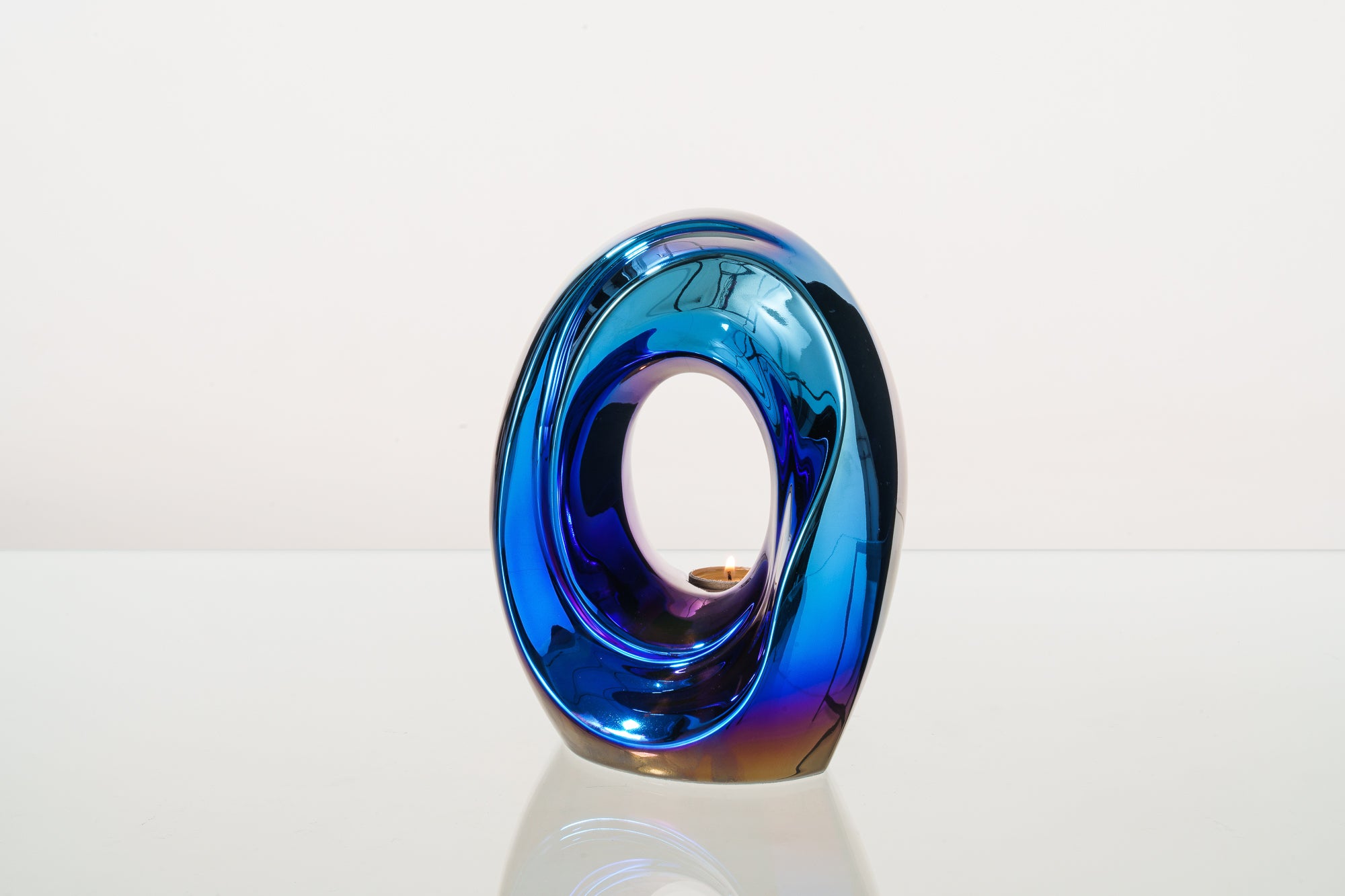 Artisan Cremation Urn for Ashes "The Passage" - Medium Urn | Glossy Blue | Ceramic