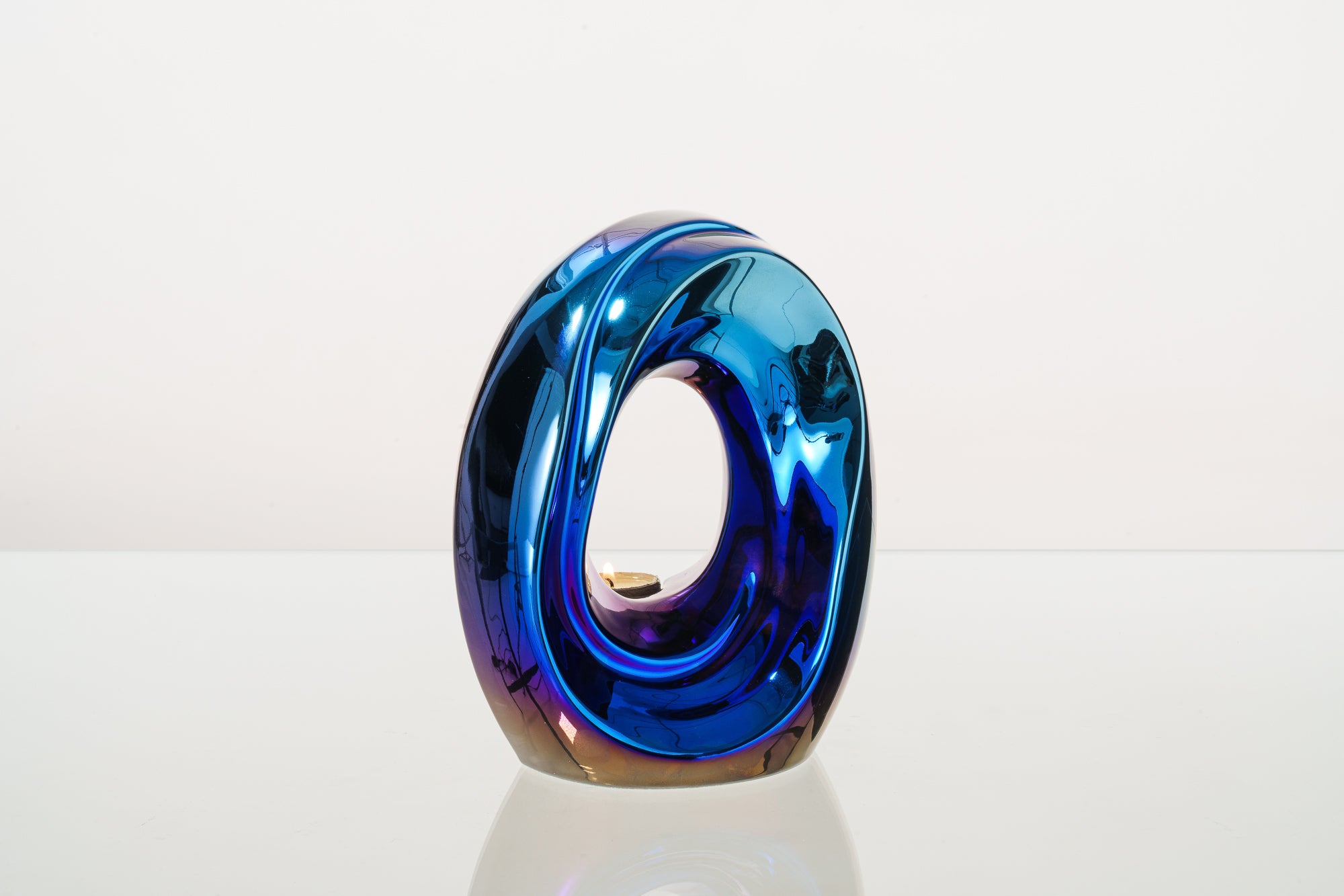 Artisan Cremation Urn for Ashes "The Passage" - Medium Urn | Glossy Blue | Ceramic