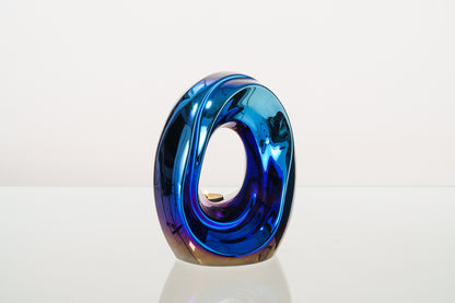 Artisan Cremation Urn for Ashes "The Passage" - Medium Urn | Glossy Blue | Ceramic