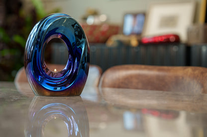 Artisan Cremation Urn for Ashes "The Passage" - Medium Urn | Glossy Blue | Ceramic
