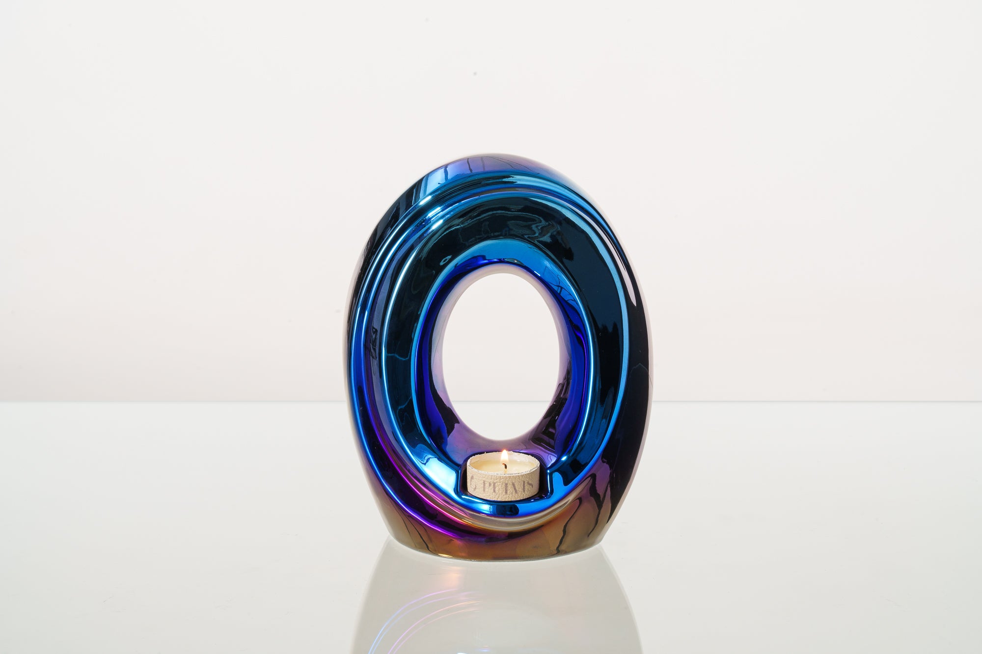 Artisan Cremation Urn for Ashes "The Passage" - Medium Urn | Glossy Blue | Ceramic