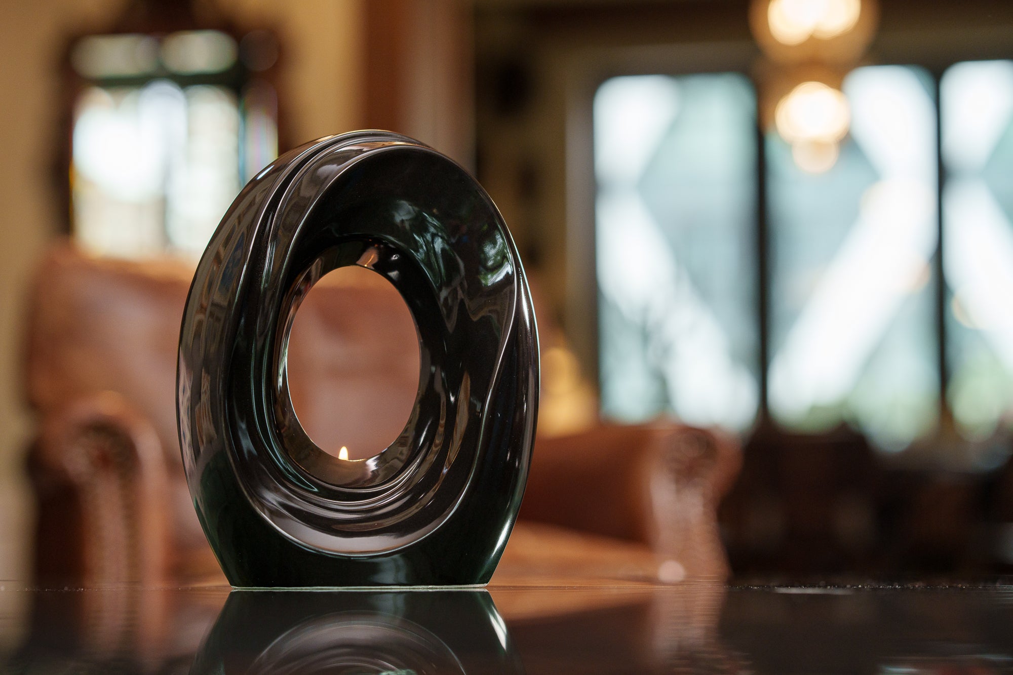 Artisan Cremation Urn for Ashes "The Passage" - Medium Urn | Lamp Black | Ceramic